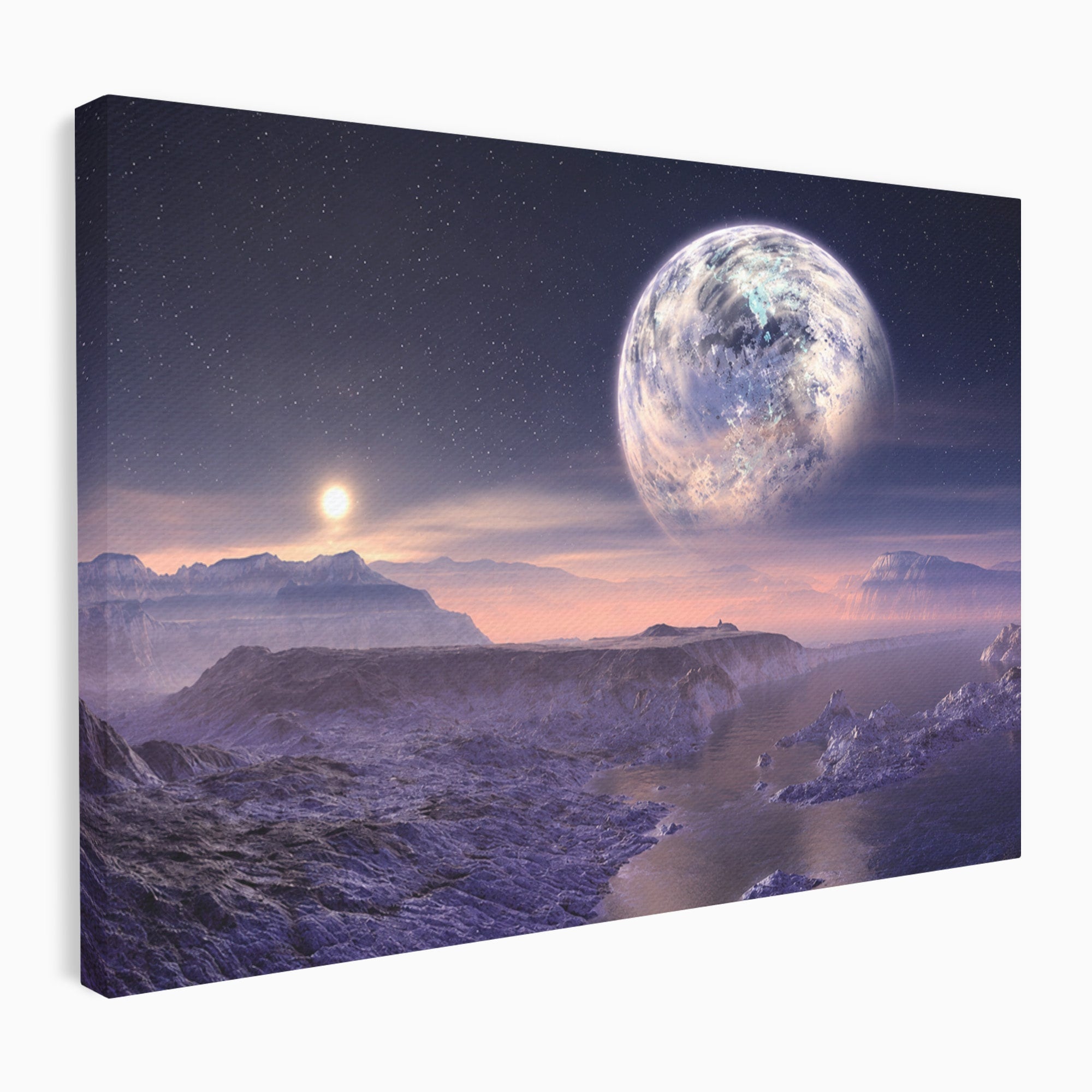 Tablou Canvas Premium LuxCanva® S1022, Peisaj Cosmic, Spatiu, Planeta, Peisaj, Univers, Dormitor, Culori Vibrante