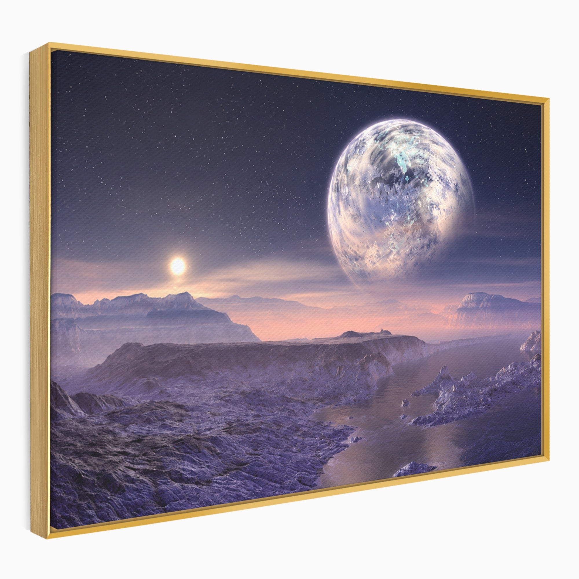 Tablou Canvas Premium LuxCanva® S1022, Peisaj Cosmic, Spatiu, Planeta, Peisaj, Univers, Dormitor, Culori Vibrante