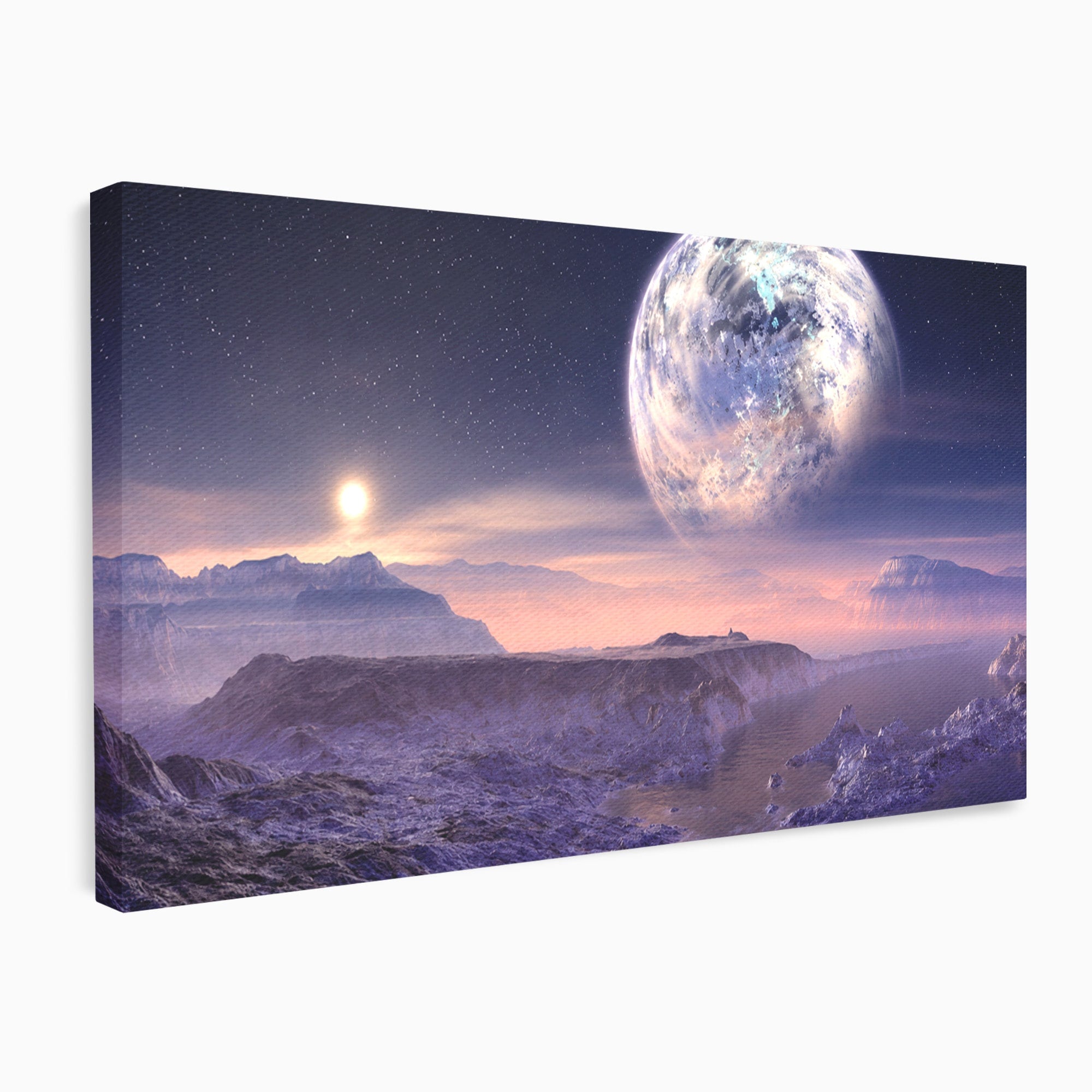 Tablou Canvas Premium LuxCanva® S1022, Peisaj Cosmic, Spatiu, Planeta, Peisaj, Univers, Dormitor, Culori Vibrante