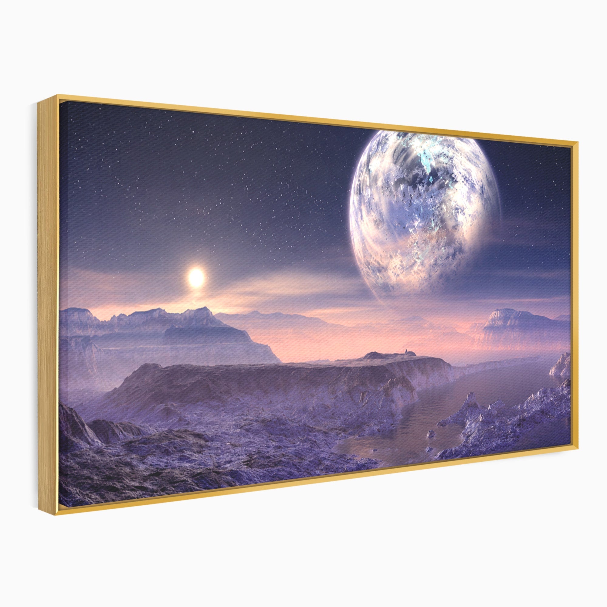 Tablou Canvas Premium LuxCanva® S1022, Peisaj Cosmic, Spatiu, Planeta, Peisaj, Univers, Dormitor, Culori Vibrante