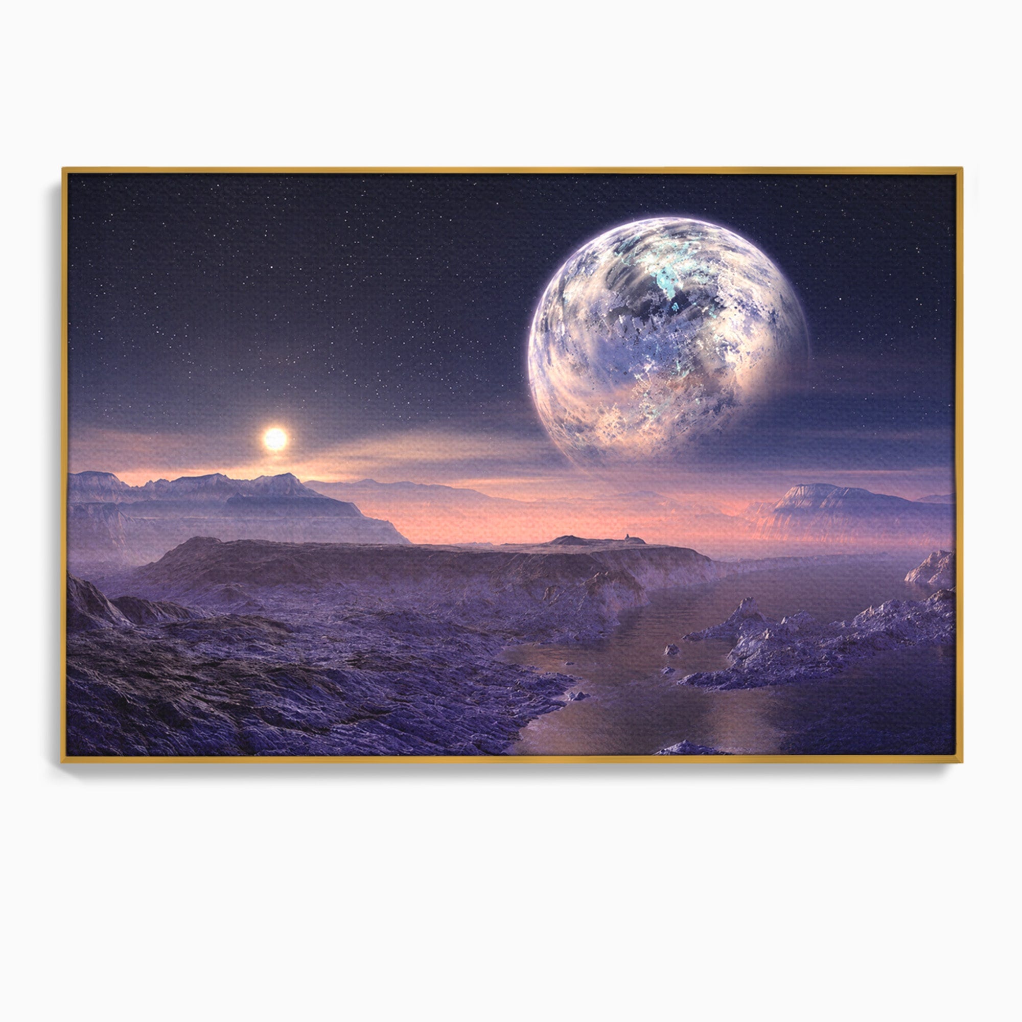 Tablou Canvas Premium LuxCanva® S1022, Peisaj Cosmic, Spatiu, Planeta, Peisaj, Univers, Dormitor, Culori Vibrante