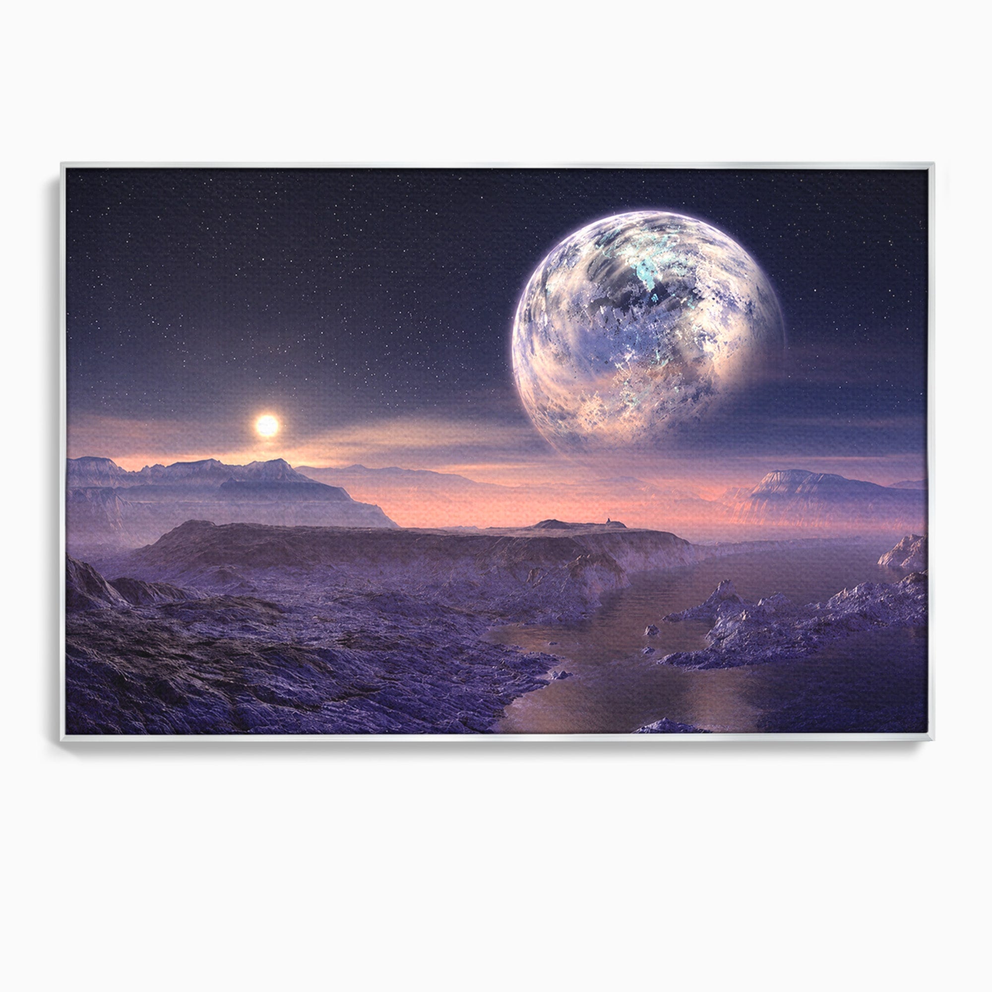 Tablou Canvas Premium LuxCanva® S1022, Peisaj Cosmic, Spatiu, Planeta, Peisaj, Univers, Dormitor, Culori Vibrante