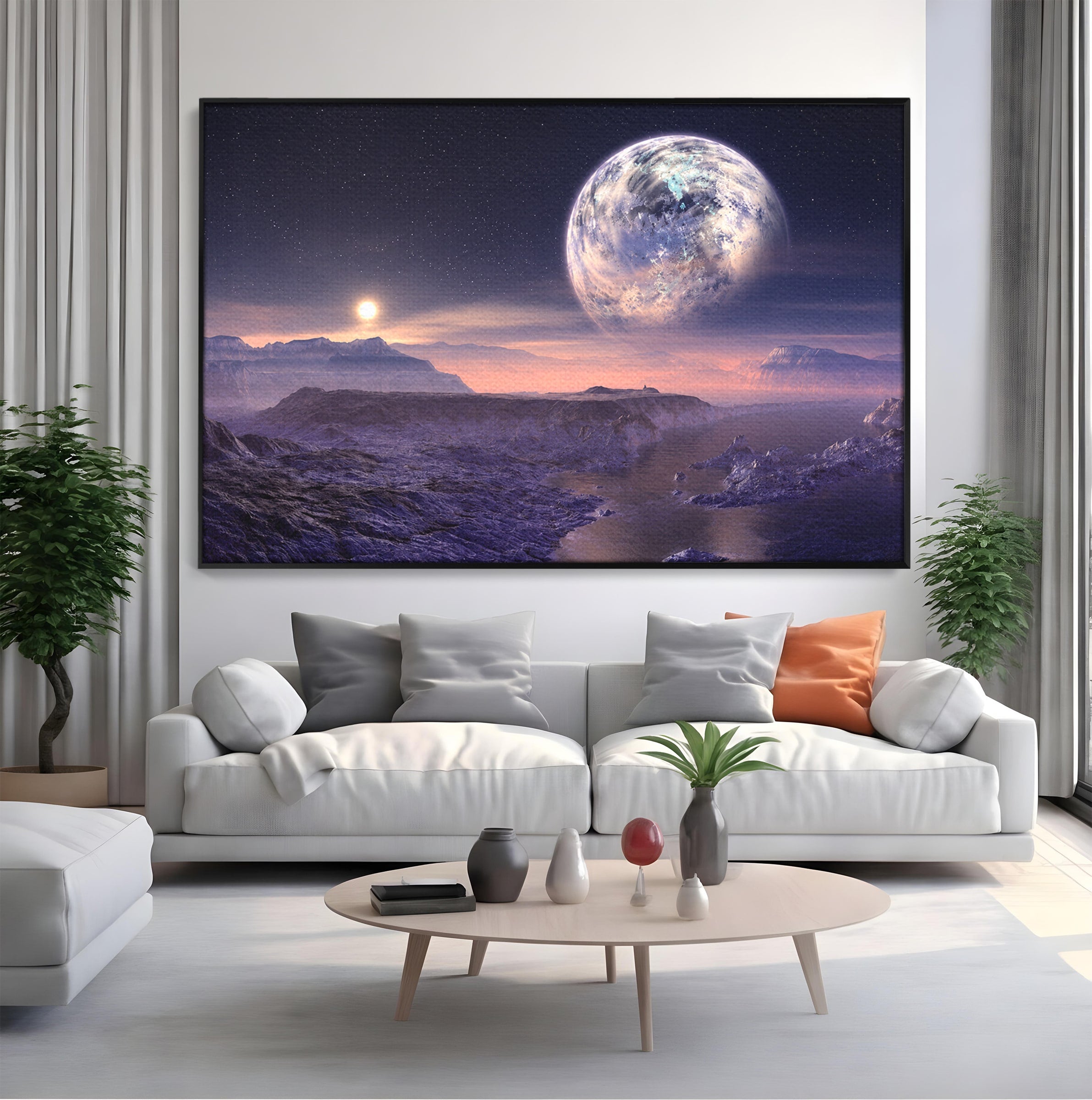 Tablou Canvas Premium LuxCanva® S1022, Peisaj Cosmic, Spatiu, Planeta, Peisaj, Univers, Dormitor, Culori Vibrante
