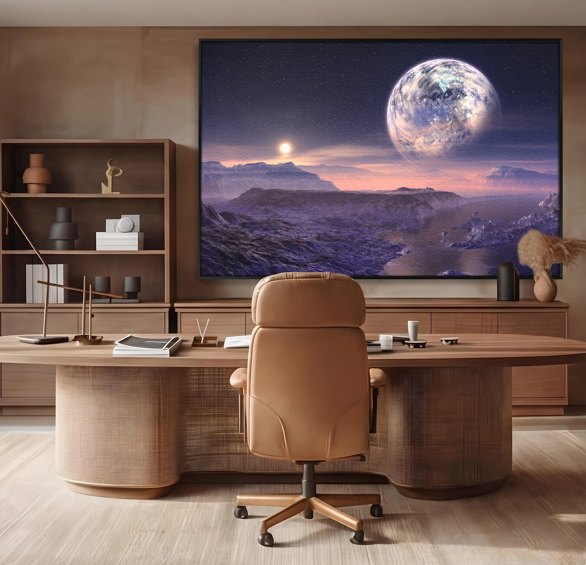 Tablou Canvas Premium LuxCanva® S1022, Peisaj Cosmic, Spatiu, Planeta, Peisaj, Univers, Dormitor, Culori Vibrante