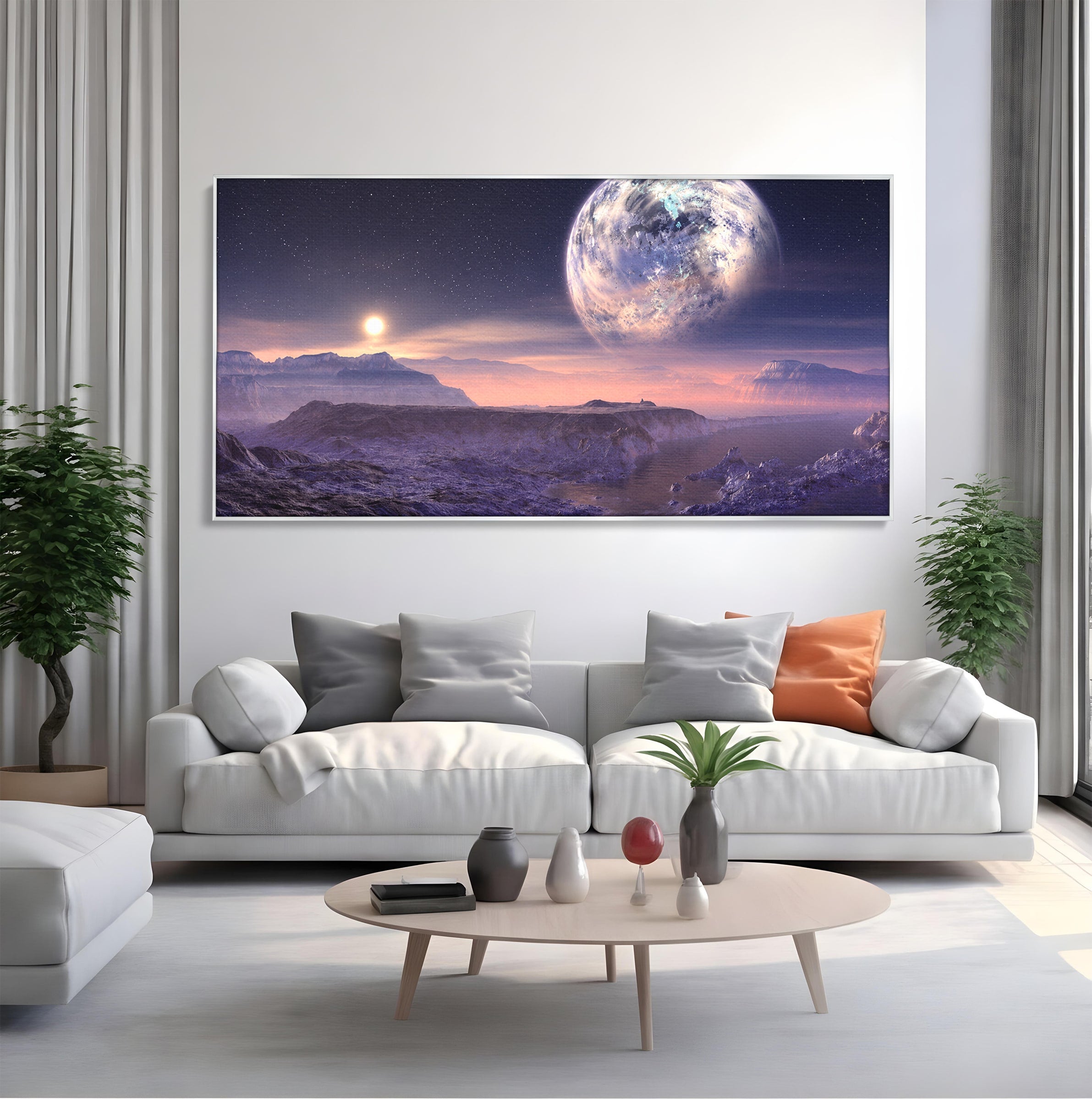Tablou Canvas Premium LuxCanva® S1022, Peisaj Cosmic, Spatiu, Planeta, Peisaj, Univers, Dormitor, Culori Vibrante