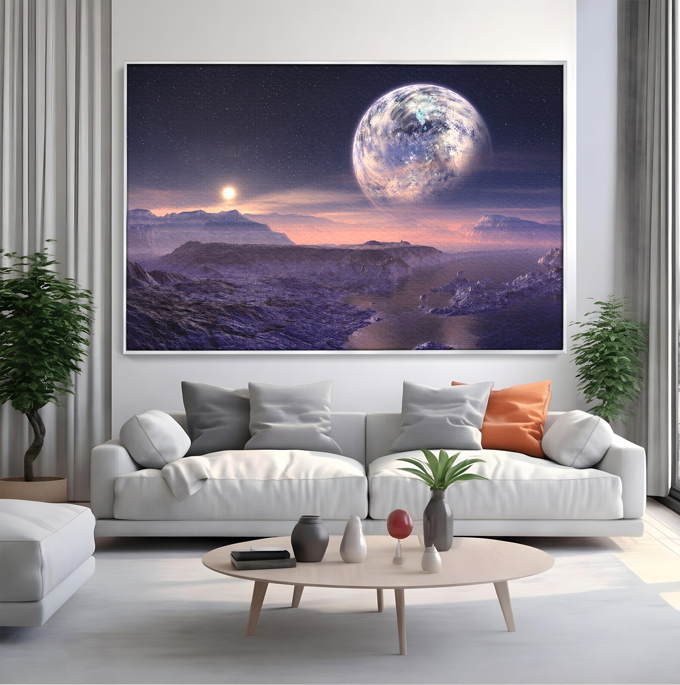 Tablou Canvas Premium LuxCanva® S1022, Peisaj Cosmic, Spatiu, Planeta, Peisaj, Univers, Dormitor, Culori Vibrante