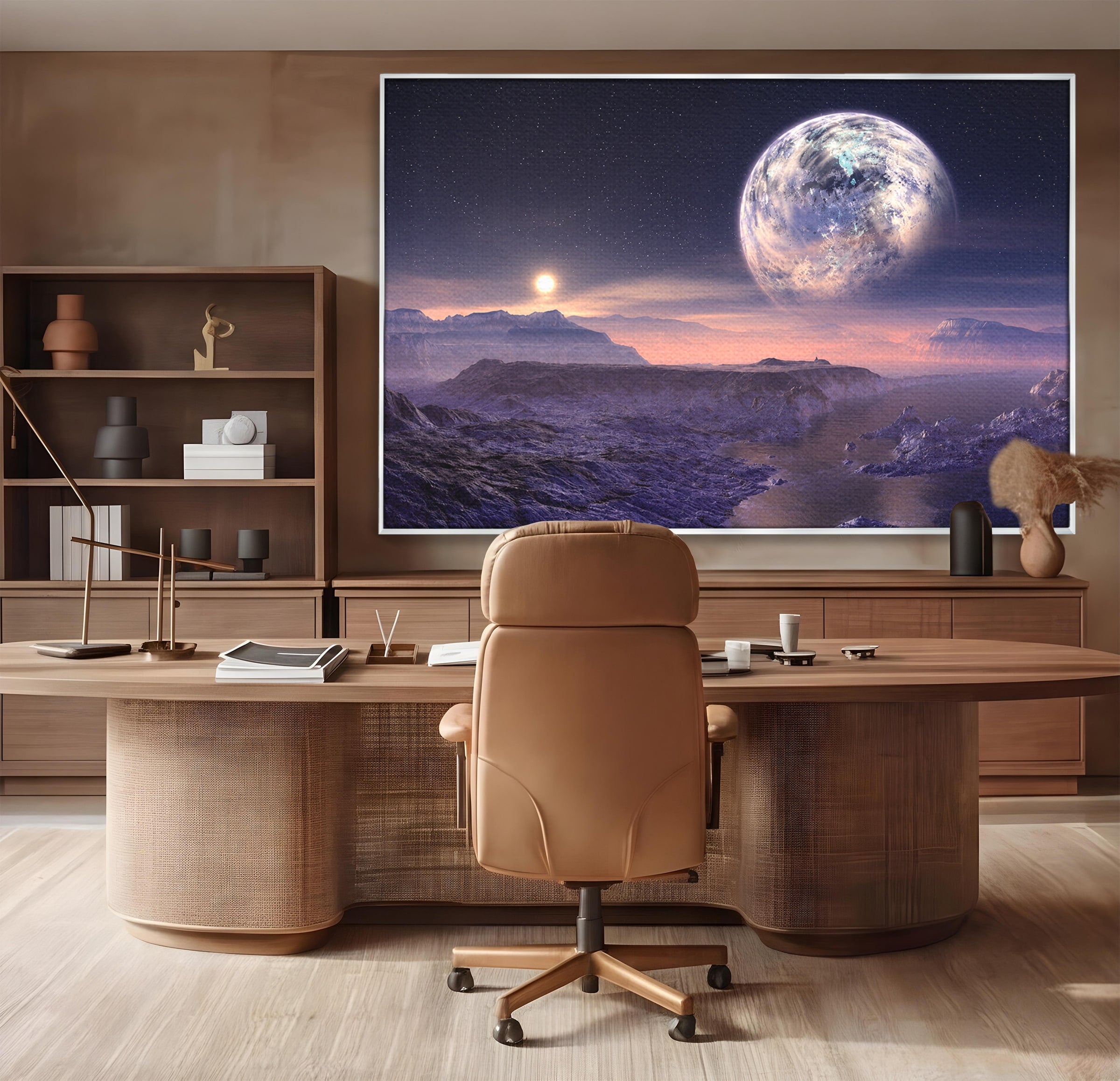 Tablou Canvas Premium LuxCanva® S1022, Peisaj Cosmic, Spatiu, Planeta, Peisaj, Univers, Dormitor, Culori Vibrante