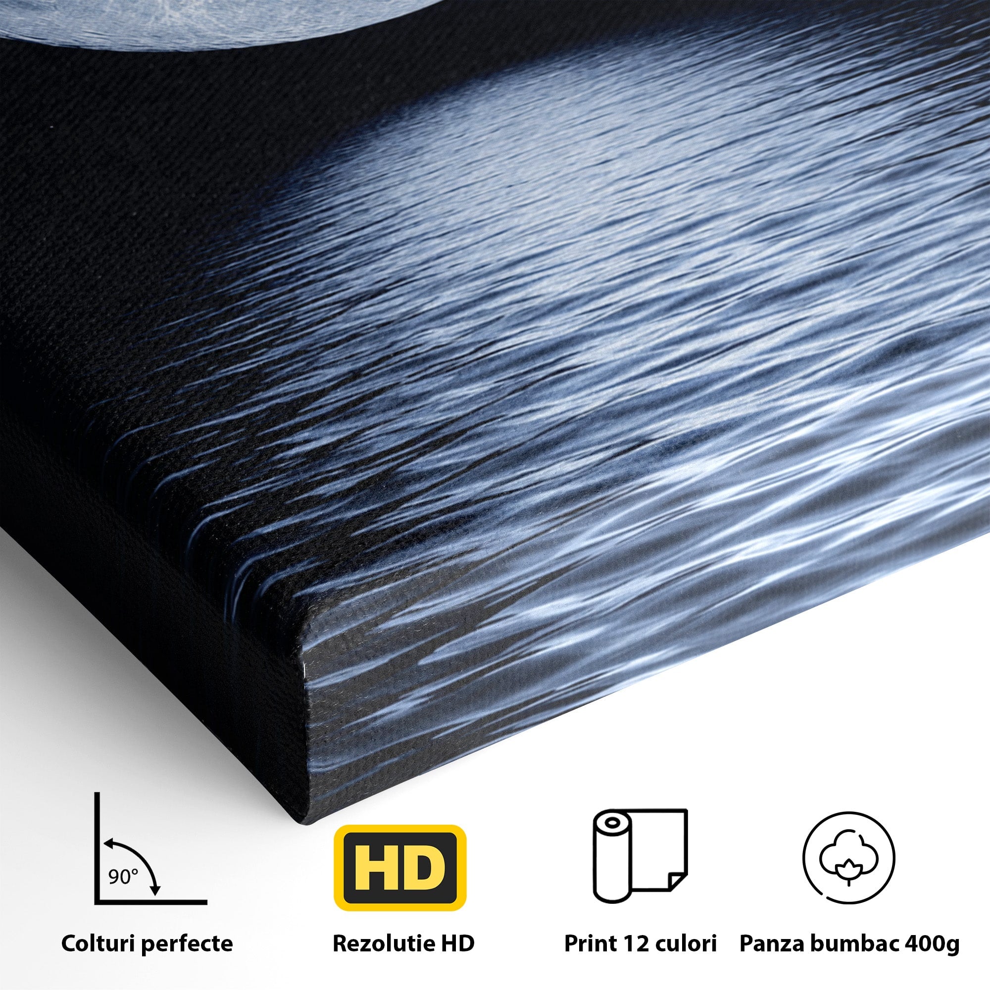Tablou Canvas Premium LuxCanva® S1023, Luna Reflecție, Luna, Reflexie, Apa, Noapte, Cer, Dormitor, Culori Vibrante