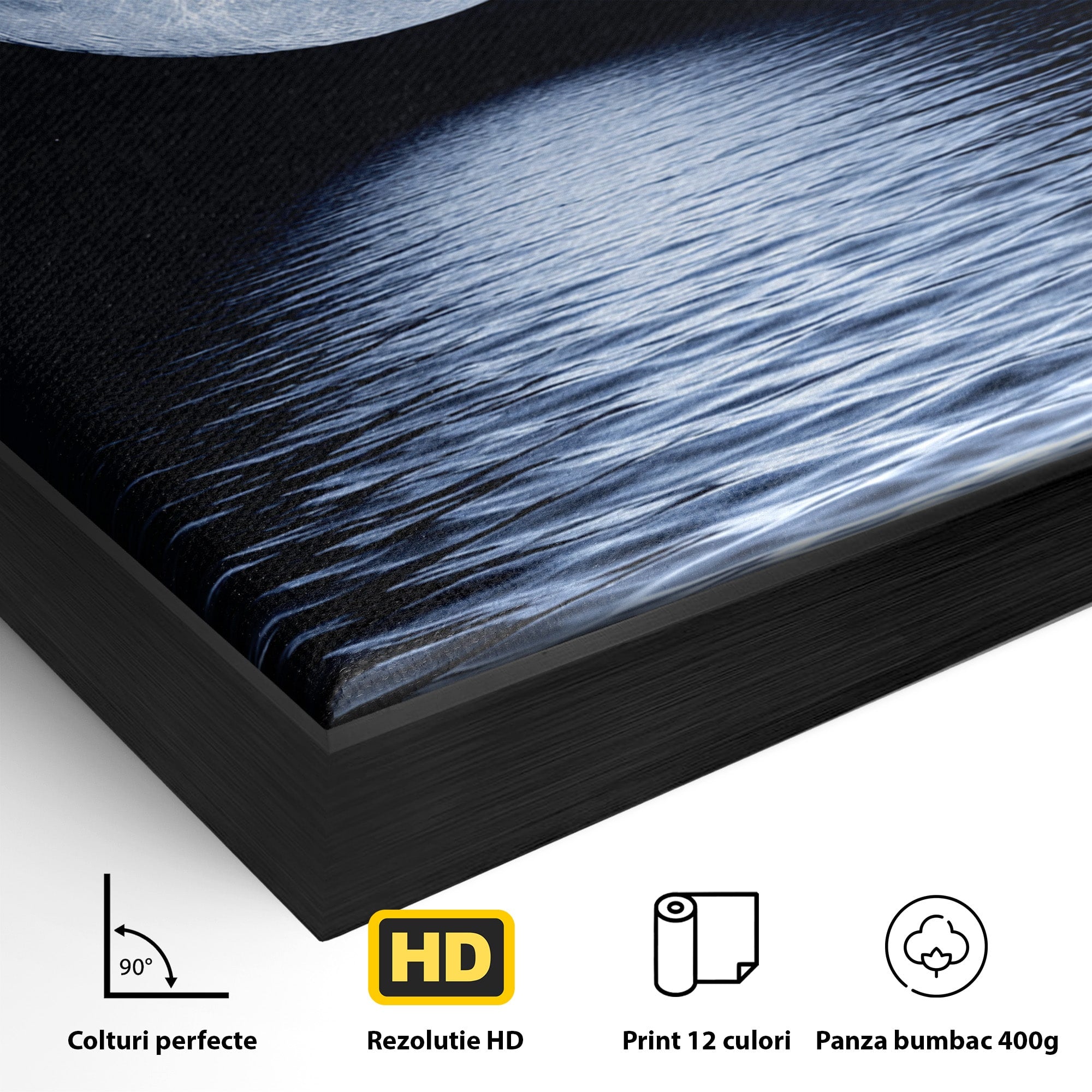 Tablou Canvas Premium LuxCanva® S1023, Luna Reflecție, Luna, Reflexie, Apa, Noapte, Cer, Dormitor, Culori Vibrante