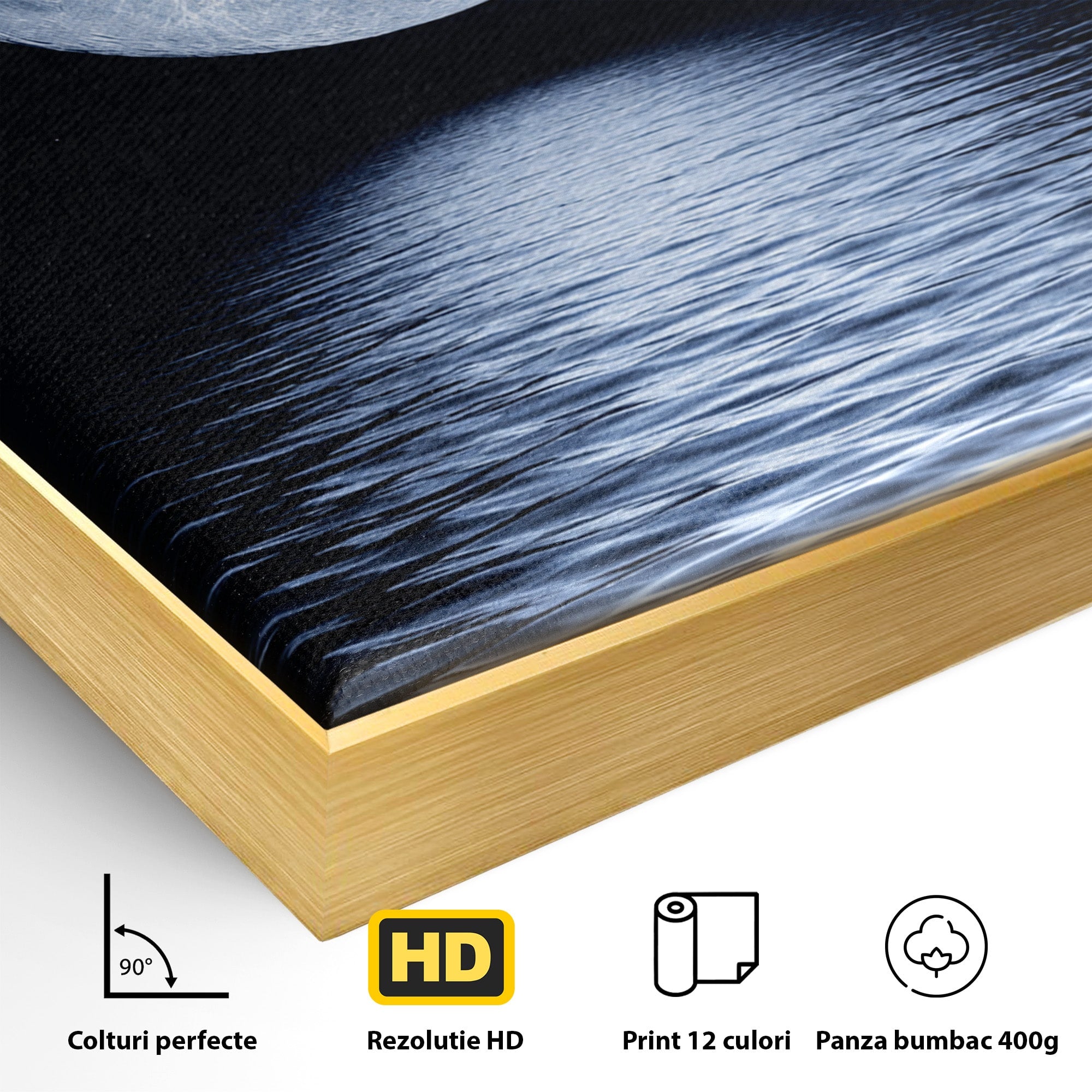 Tablou Canvas Premium LuxCanva® S1023, Luna Reflecție, Luna, Reflexie, Apa, Noapte, Cer, Dormitor, Culori Vibrante