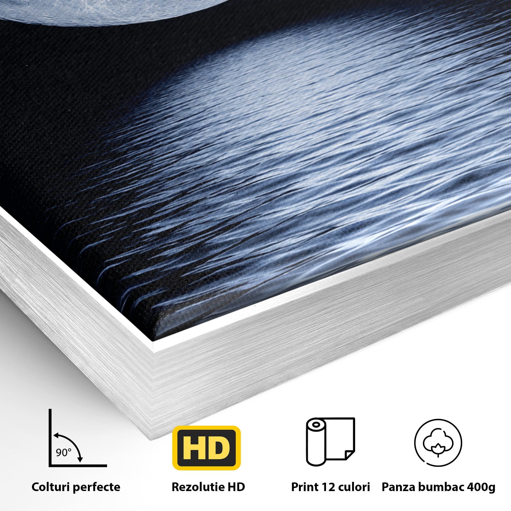 Tablou Canvas Premium LuxCanva® S1023, Luna Reflecție, Luna, Reflexie, Apa, Noapte, Cer, Dormitor, Culori Vibrante