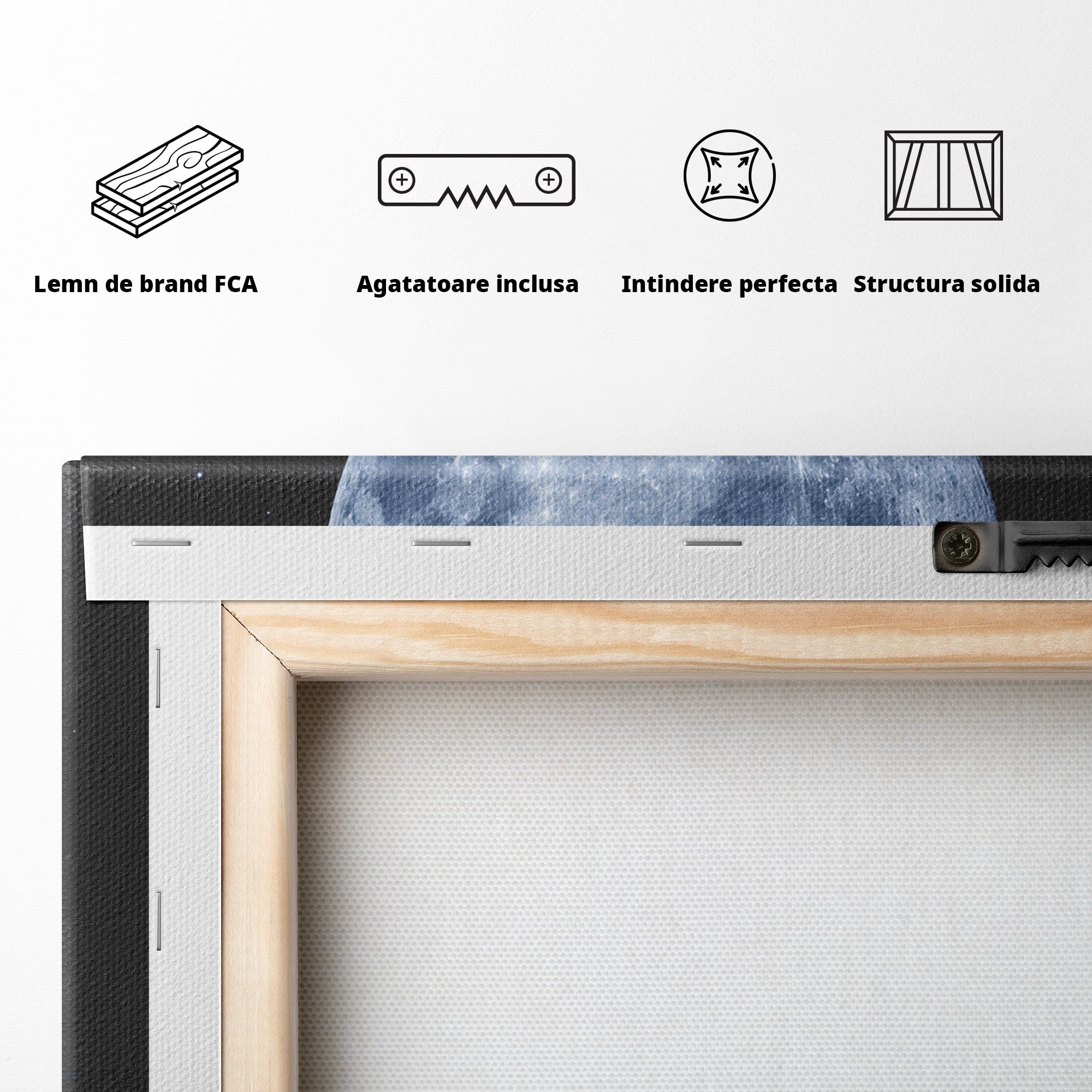 Tablou Canvas Premium LuxCanva® S1023, Luna Reflecție, Luna, Reflexie, Apa, Noapte, Cer, Dormitor, Culori Vibrante