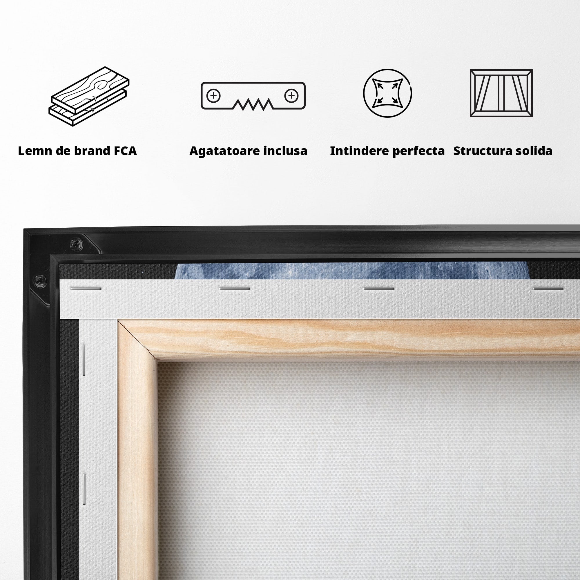Tablou Canvas Premium LuxCanva® S1023, Luna Reflecție, Luna, Reflexie, Apa, Noapte, Cer, Dormitor, Culori Vibrante