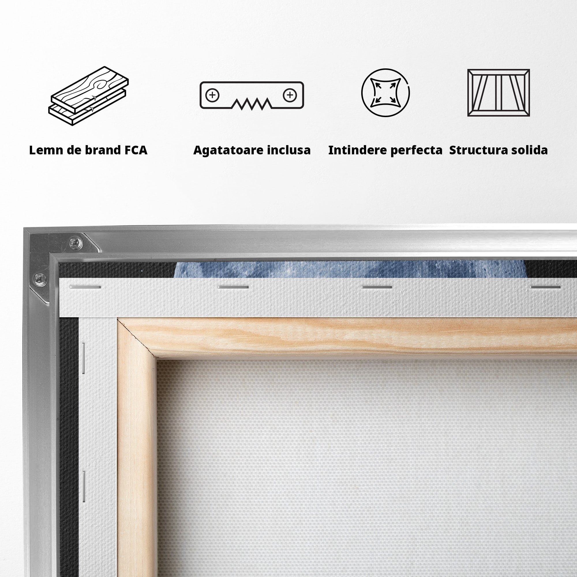 Tablou Canvas Premium LuxCanva® S1023, Luna Reflecție, Luna, Reflexie, Apa, Noapte, Cer, Dormitor, Culori Vibrante