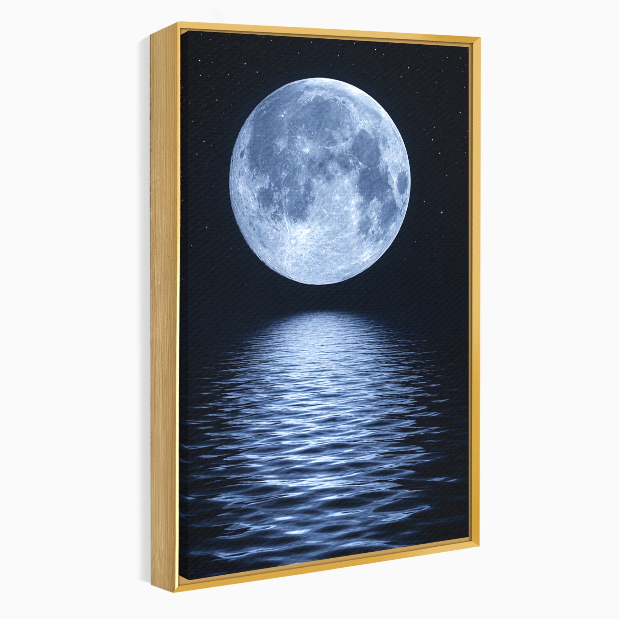 Tablou Canvas Premium LuxCanva® S1023, Luna Reflecție, Luna, Reflexie, Apa, Noapte, Cer, Dormitor, Culori Vibrante