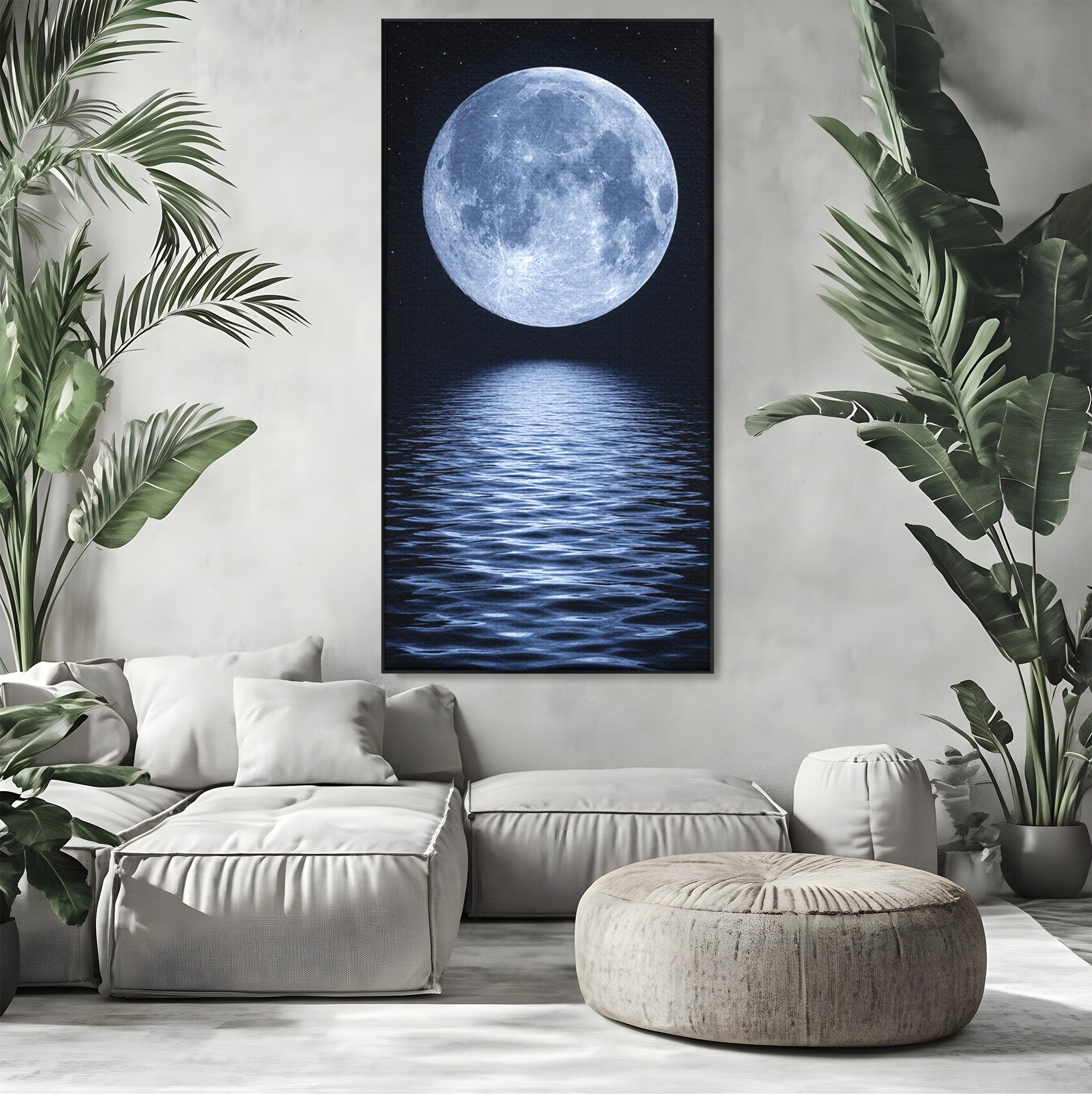 Tablou Canvas Premium LuxCanva® S1023, Luna Reflecție, Luna, Reflexie, Apa, Noapte, Cer, Dormitor, Culori Vibrante