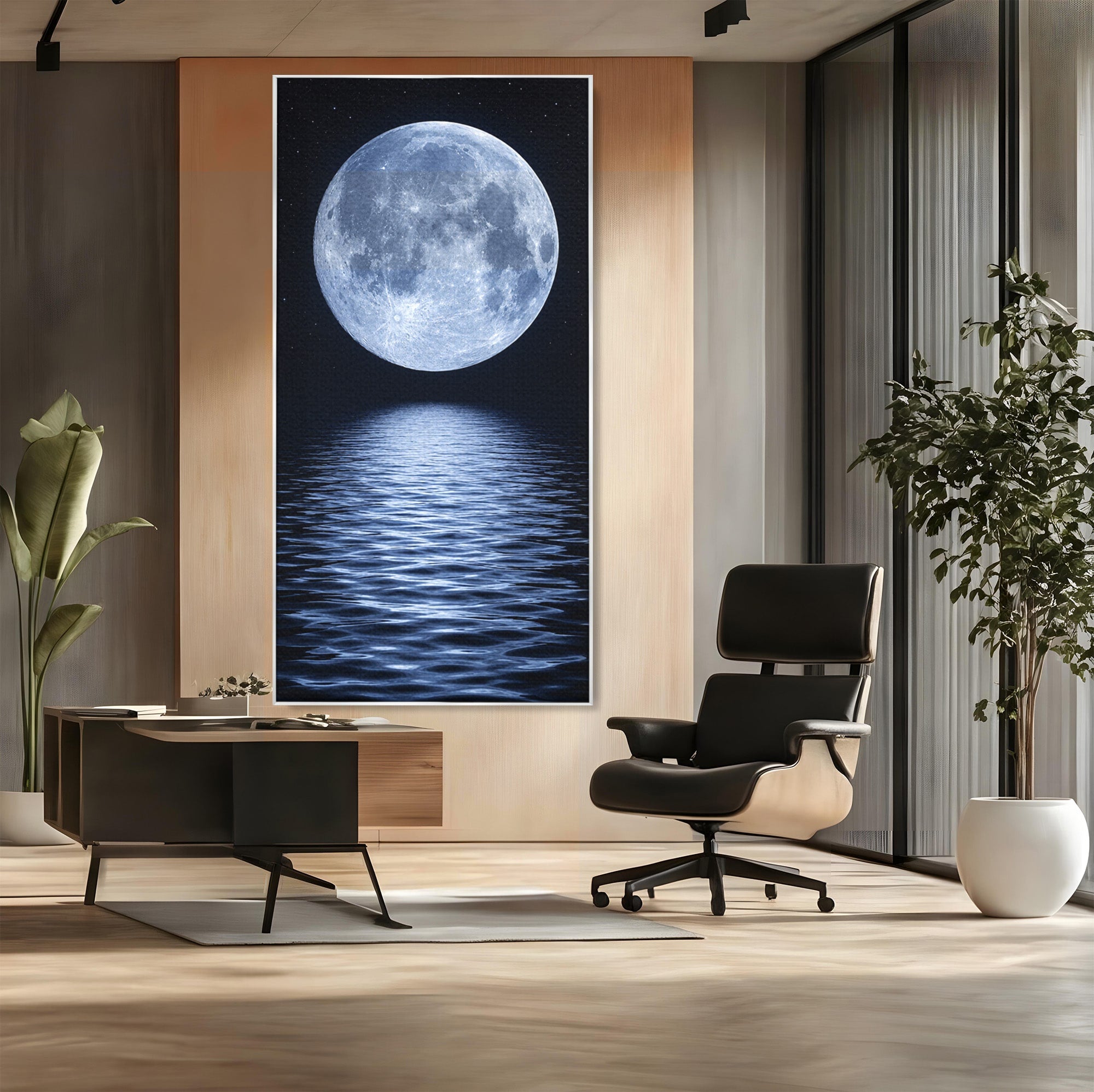Tablou Canvas Premium LuxCanva® S1023, Luna Reflecție, Luna, Reflexie, Apa, Noapte, Cer, Dormitor, Culori Vibrante
