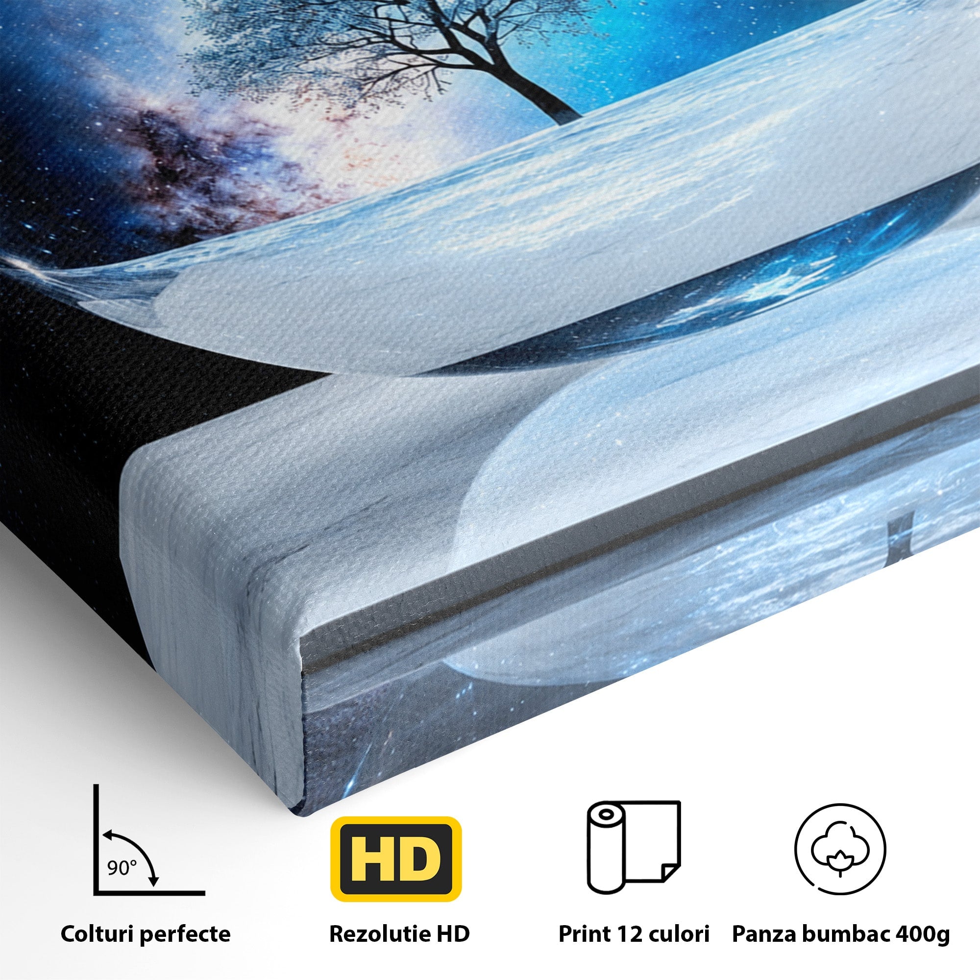 Tablou Canvas Premium LuxCanva® S1026, Copacul Cosmic, Copac, Univers, Sticla, Living, Fantezie, Mister, Culori Vibrante
