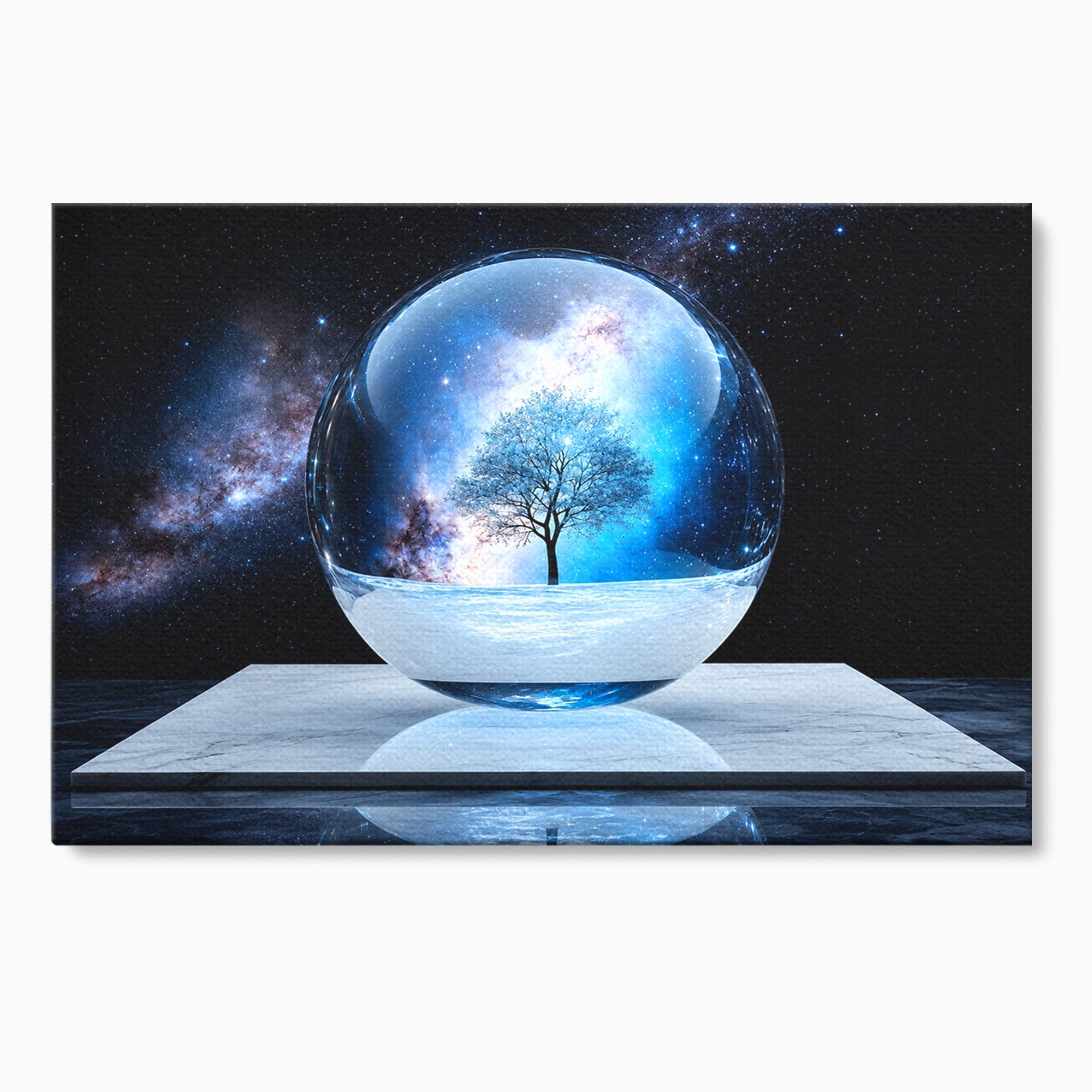 Tablou Canvas Premium LuxCanva® S1026, Copacul Cosmic, Copac, Univers, Sticla, Living, Fantezie, Mister, Culori Vibrante