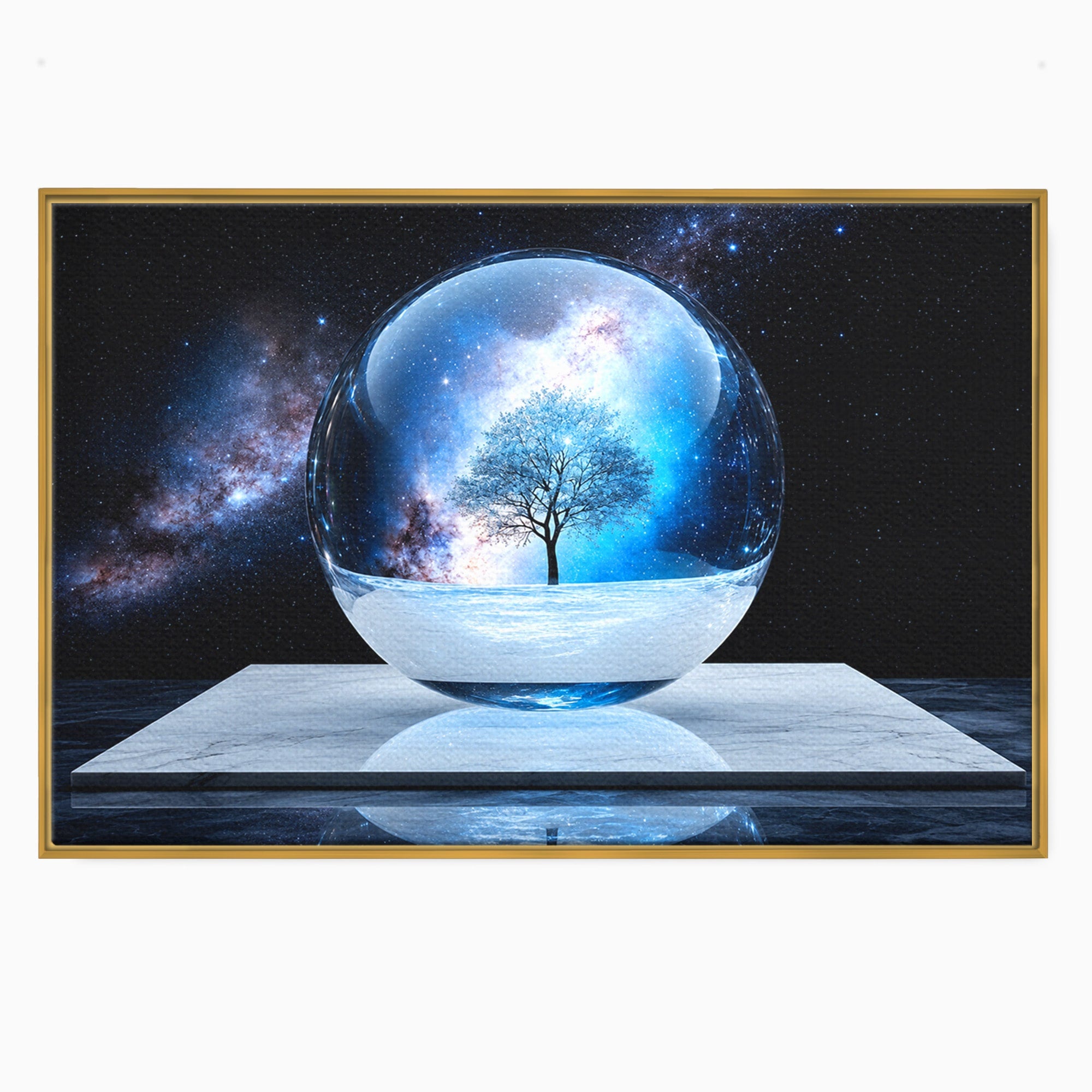 Tablou Canvas Premium LuxCanva® S1026, Copacul Cosmic, Copac, Univers, Sticla, Living, Fantezie, Mister, Culori Vibrante