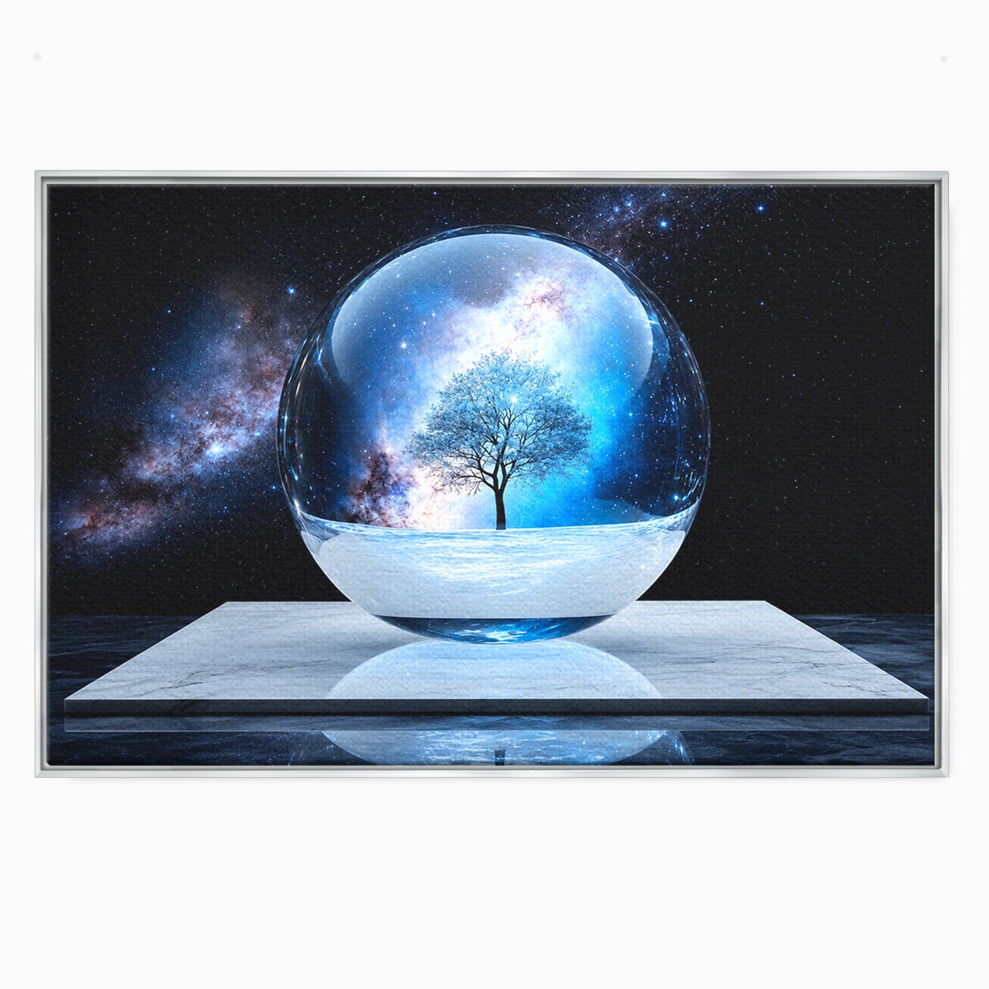 Tablou Canvas Premium LuxCanva® S1026, Copacul Cosmic, Copac, Univers, Sticla, Living, Fantezie, Mister, Culori Vibrante