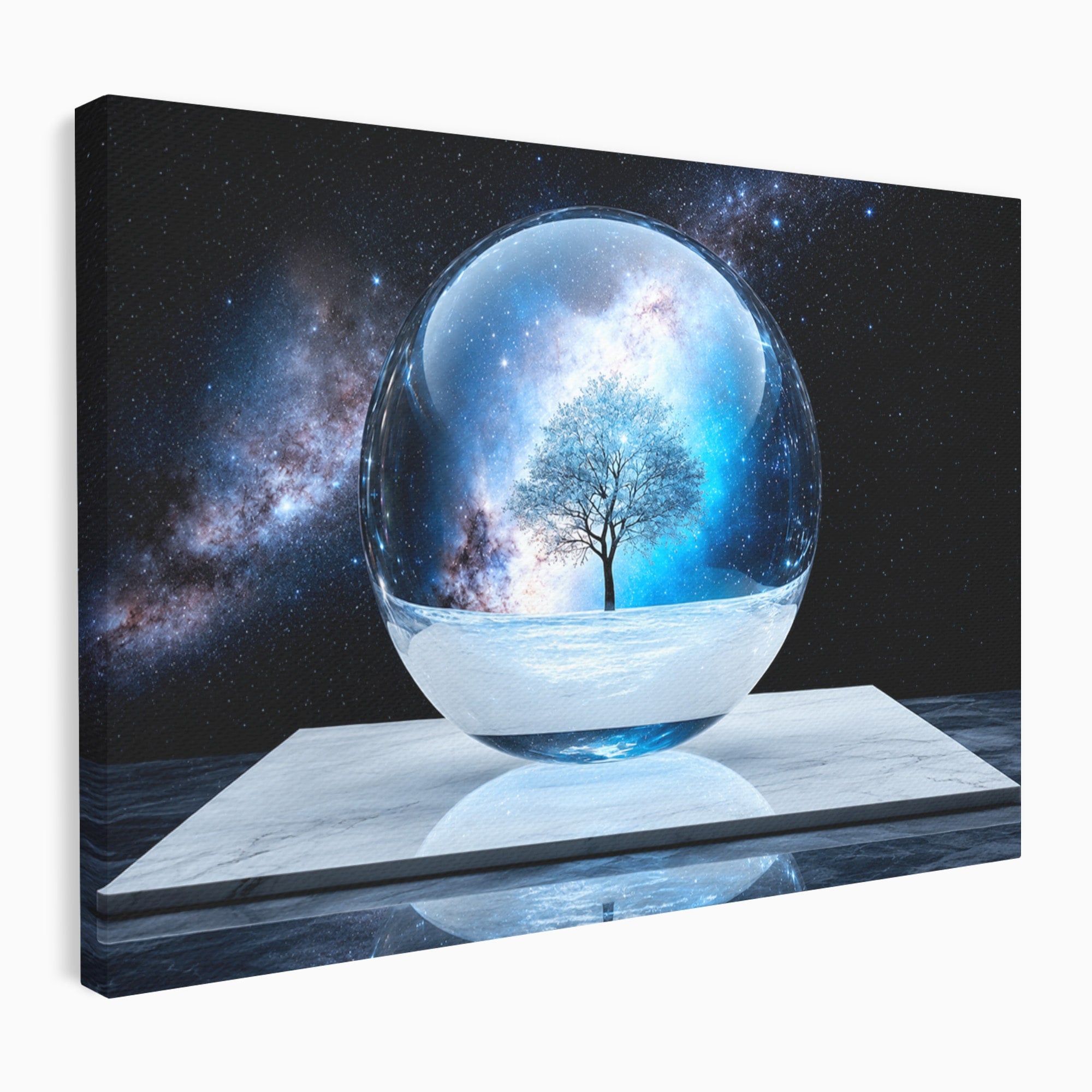 Tablou Canvas Premium LuxCanva® S1026, Copacul Cosmic, Copac, Univers, Sticla, Living, Fantezie, Mister, Culori Vibrante