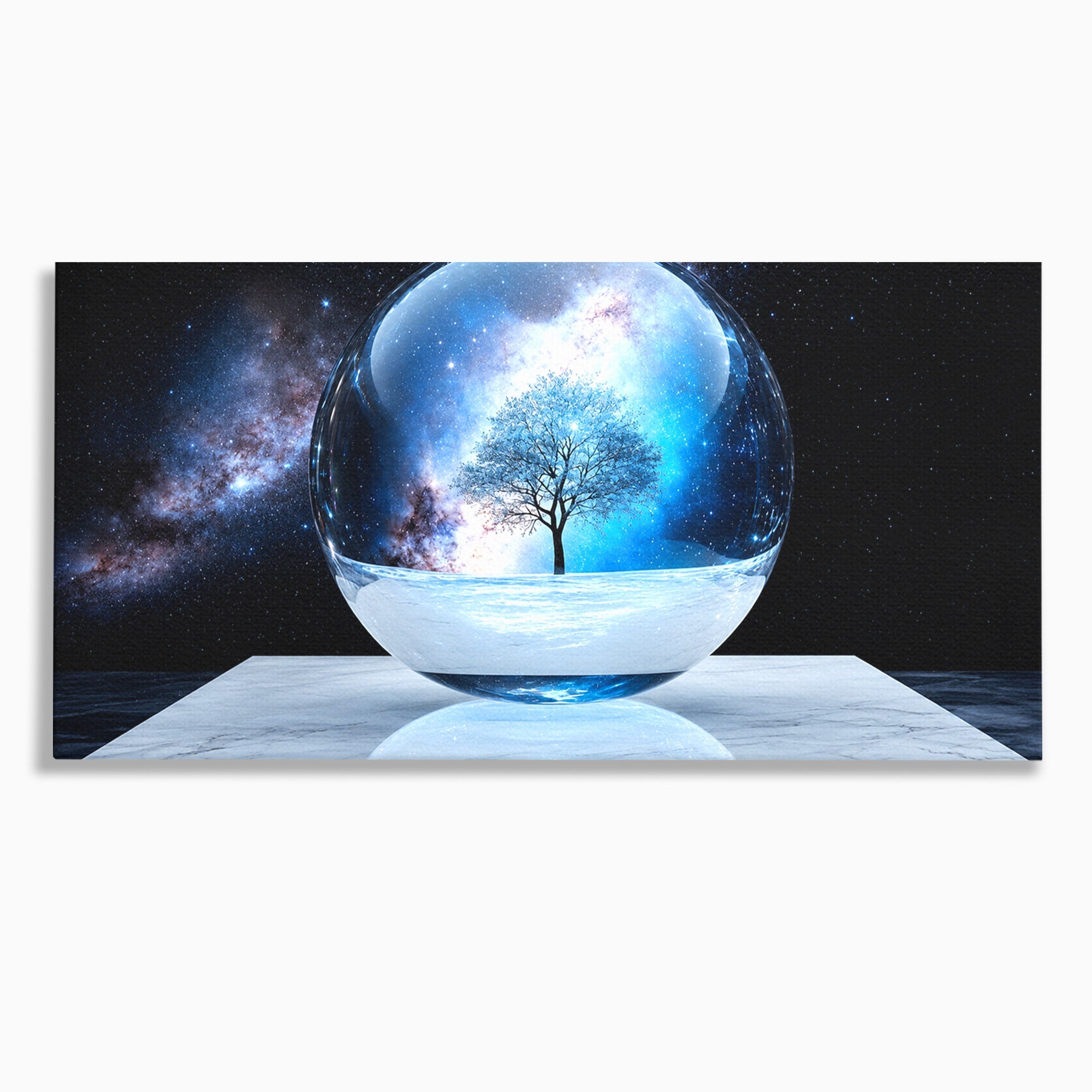 Tablou Canvas Premium LuxCanva® S1026, Copacul Cosmic, Copac, Univers, Sticla, Living, Fantezie, Mister, Culori Vibrante