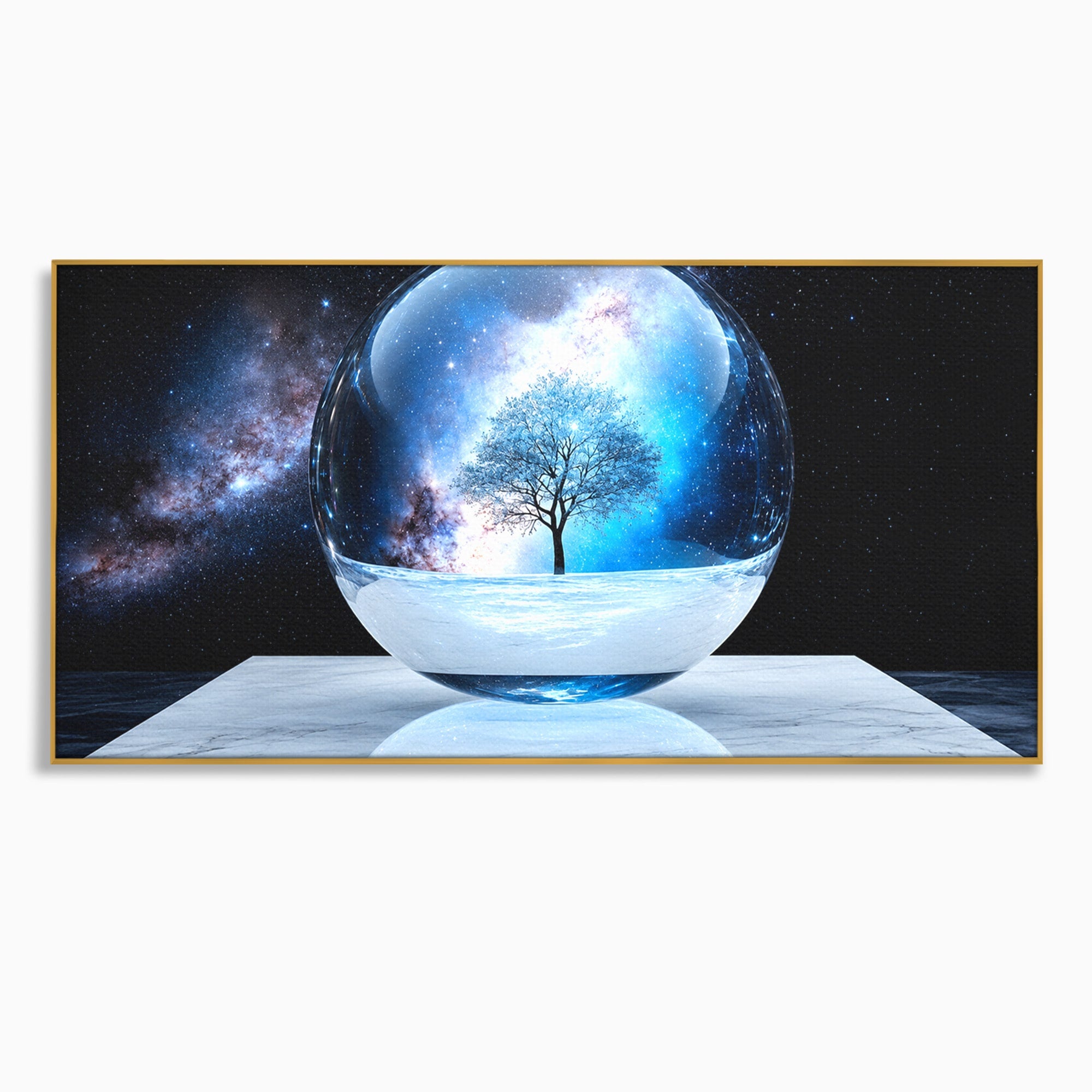 Tablou Canvas Premium LuxCanva® S1026, Copacul Cosmic, Copac, Univers, Sticla, Living, Fantezie, Mister, Culori Vibrante