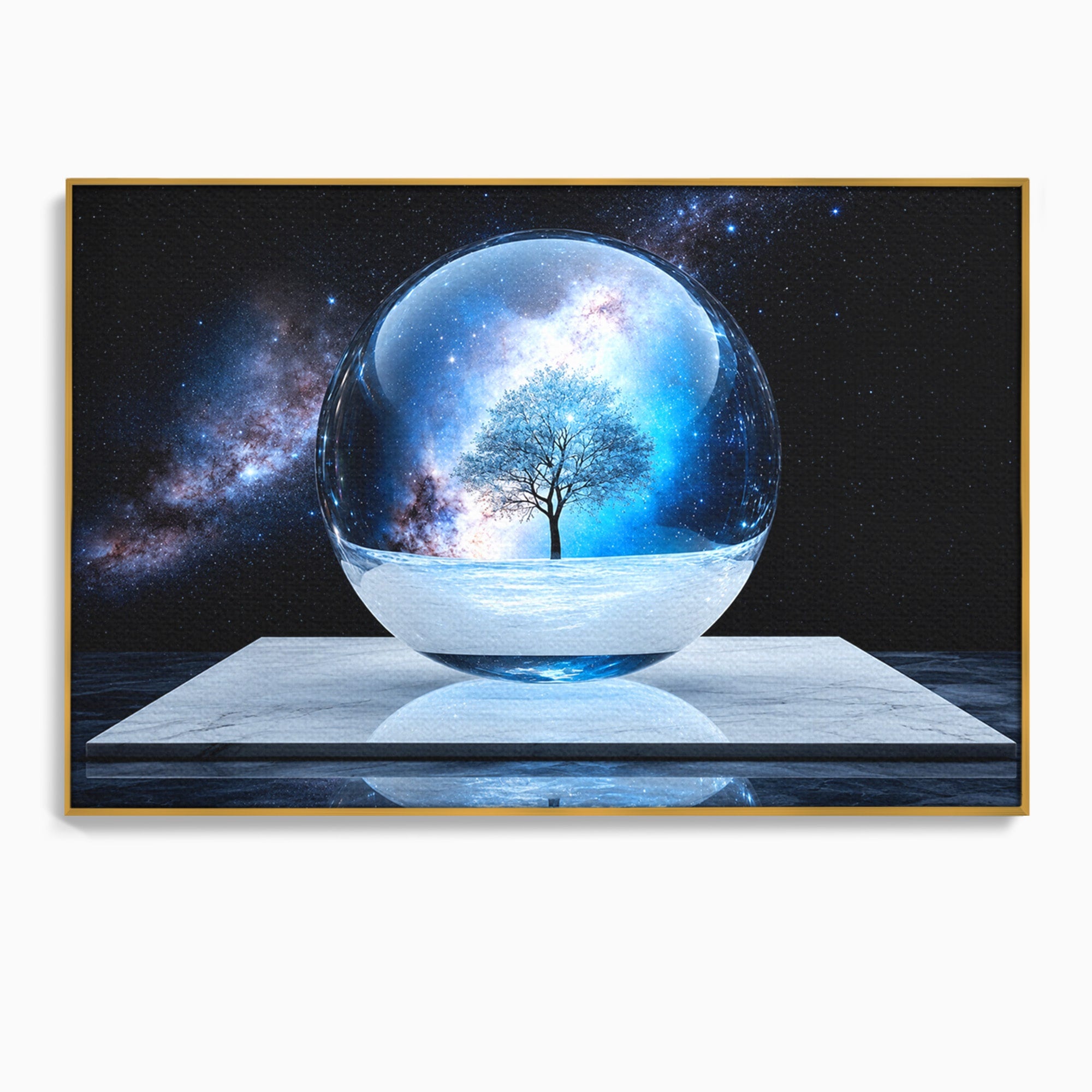 Tablou Canvas Premium LuxCanva® S1026, Copacul Cosmic, Copac, Univers, Sticla, Living, Fantezie, Mister, Culori Vibrante