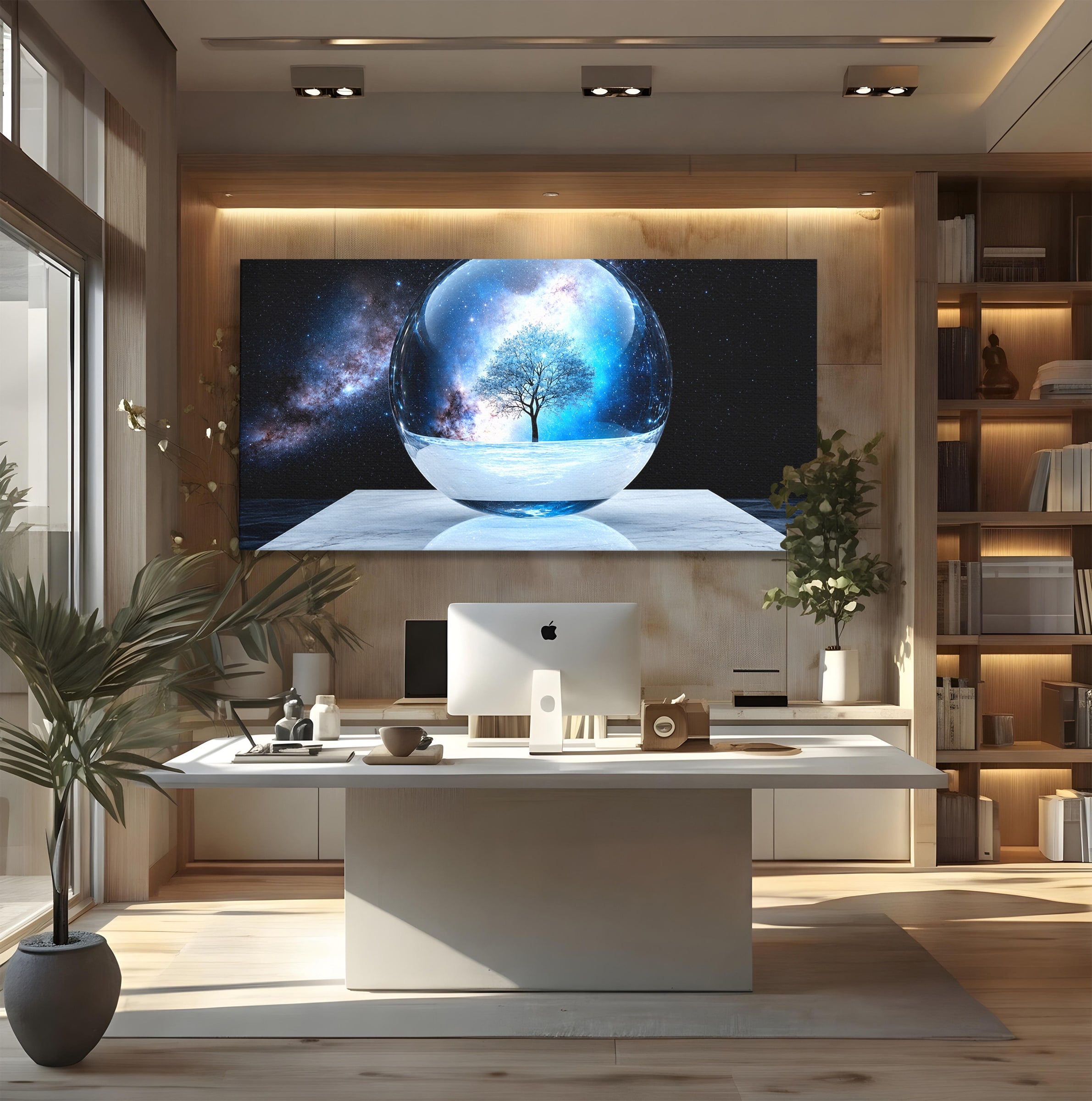 Tablou Canvas Premium LuxCanva® S1026, Copacul Cosmic, Copac, Univers, Sticla, Living, Fantezie, Mister, Culori Vibrante
