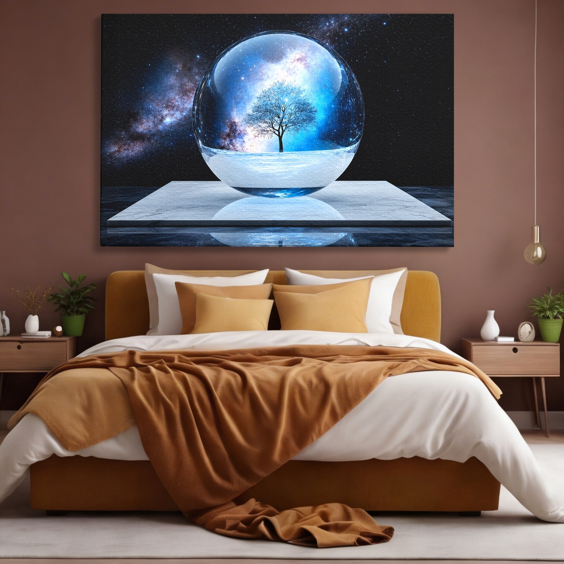 Tablou Canvas Premium LuxCanva® S1026, Copacul Cosmic, Copac, Univers, Sticla, Living, Fantezie, Mister, Culori Vibrante