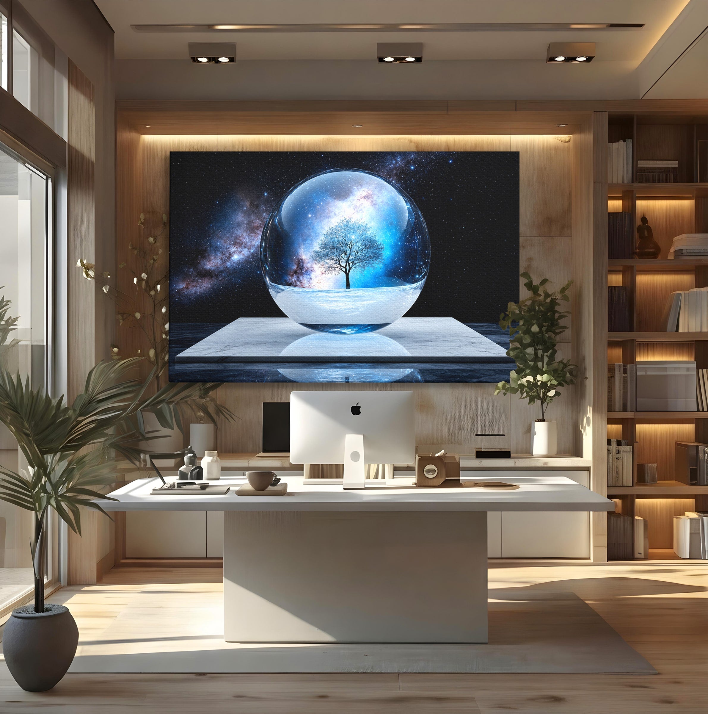 Tablou Canvas Premium LuxCanva® S1026, Copacul Cosmic, Copac, Univers, Sticla, Living, Fantezie, Mister, Culori Vibrante