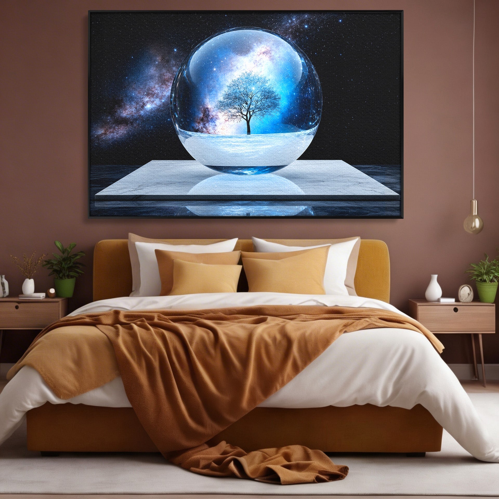Tablou Canvas Premium LuxCanva® S1026, Copacul Cosmic, Copac, Univers, Sticla, Living, Fantezie, Mister, Culori Vibrante