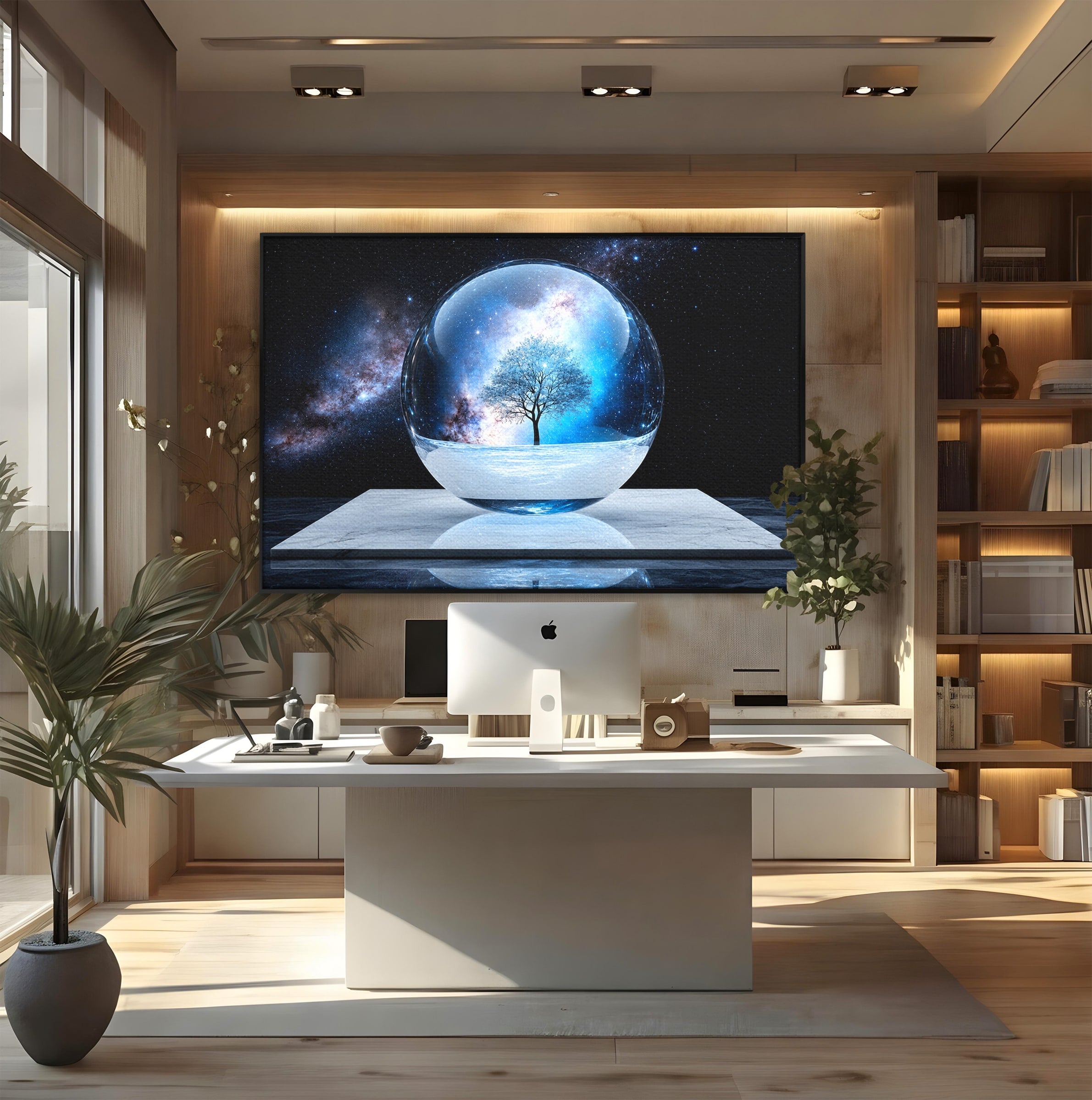 Tablou Canvas Premium LuxCanva® S1026, Copacul Cosmic, Copac, Univers, Sticla, Living, Fantezie, Mister, Culori Vibrante