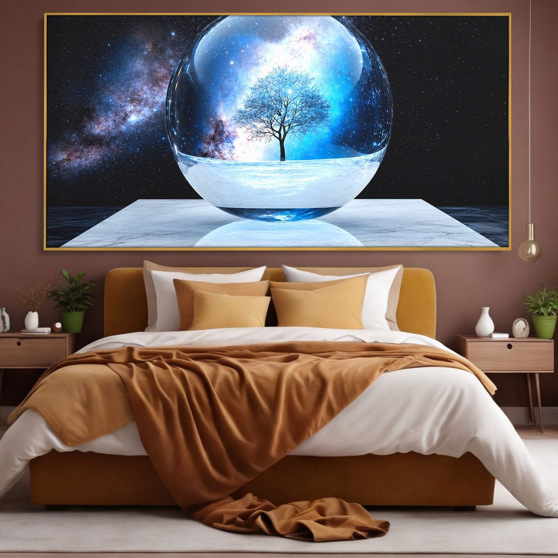 Tablou Canvas Premium LuxCanva® S1026, Copacul Cosmic, Copac, Univers, Sticla, Living, Fantezie, Mister, Culori Vibrante
