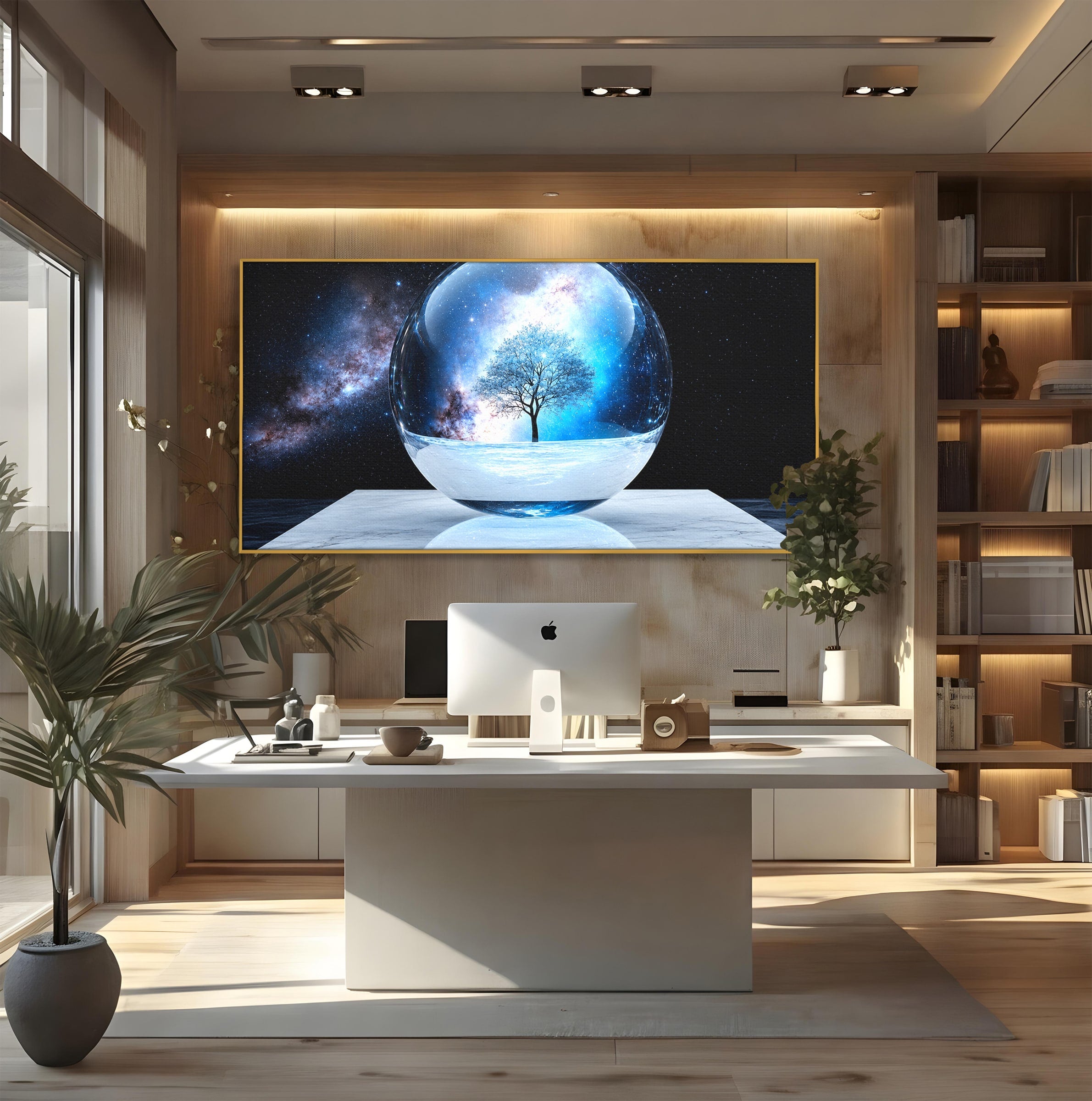 Tablou Canvas Premium LuxCanva® S1026, Copacul Cosmic, Copac, Univers, Sticla, Living, Fantezie, Mister, Culori Vibrante