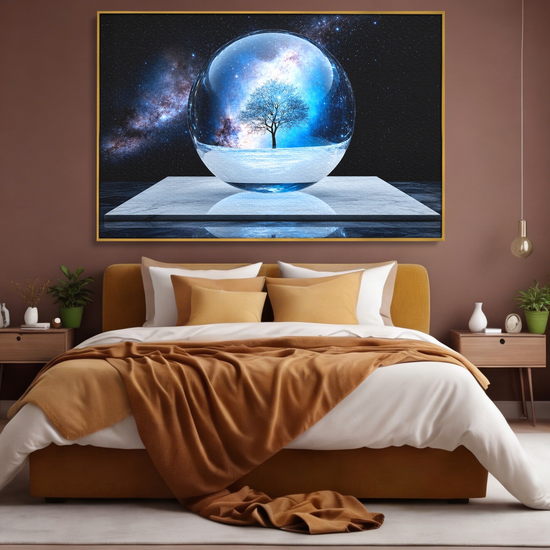 Tablou Canvas Premium LuxCanva® S1026, Copacul Cosmic, Copac, Univers, Sticla, Living, Fantezie, Mister, Culori Vibrante