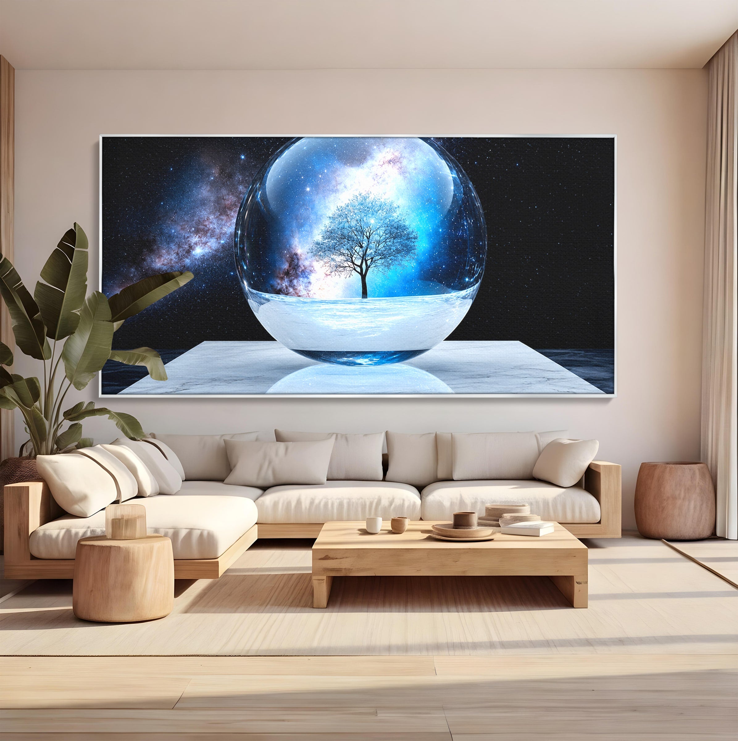 Tablou Canvas Premium LuxCanva® S1026, Copacul Cosmic, Copac, Univers, Sticla, Living, Fantezie, Mister, Culori Vibrante
