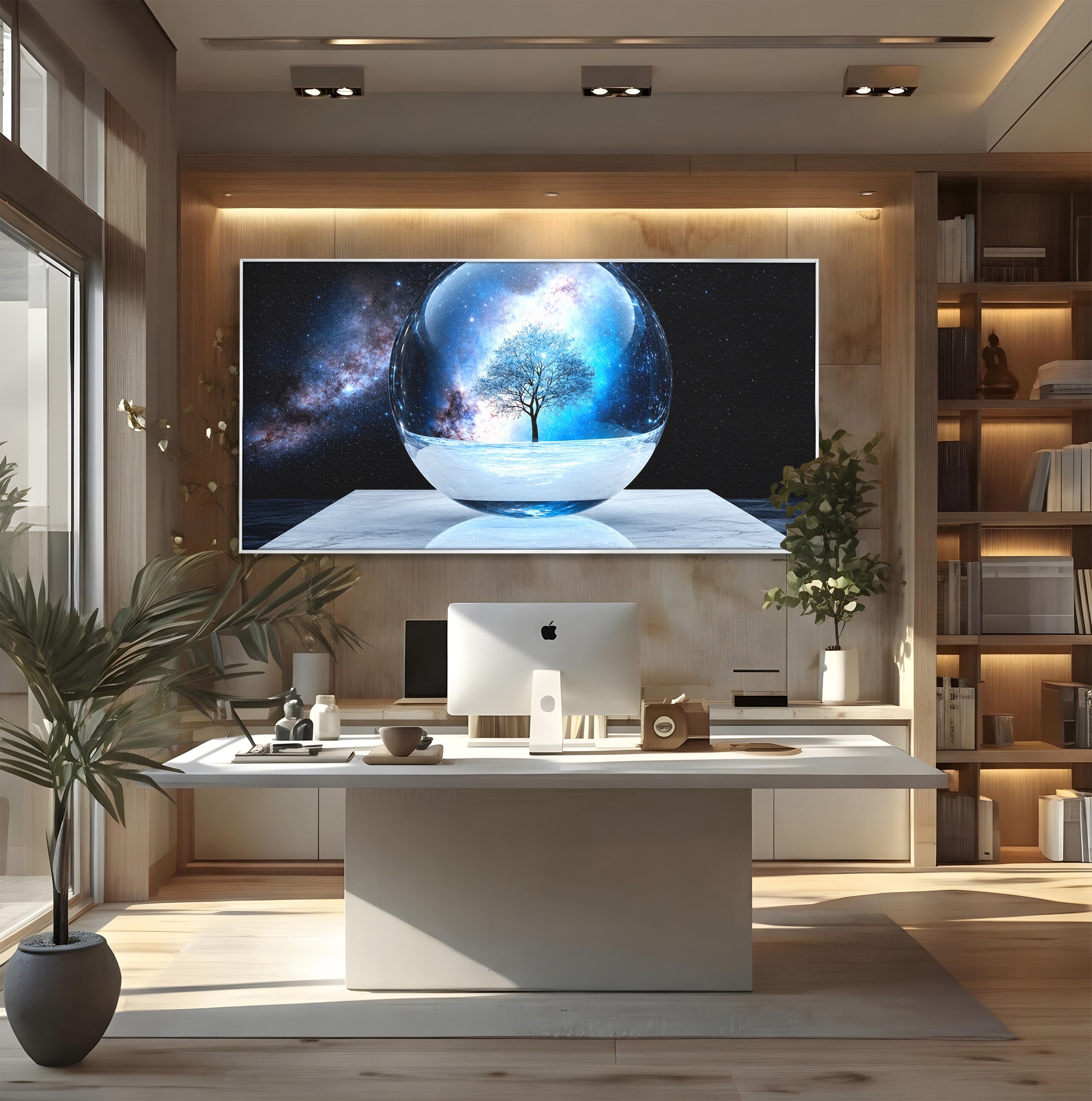 Tablou Canvas Premium LuxCanva® S1026, Copacul Cosmic, Copac, Univers, Sticla, Living, Fantezie, Mister, Culori Vibrante