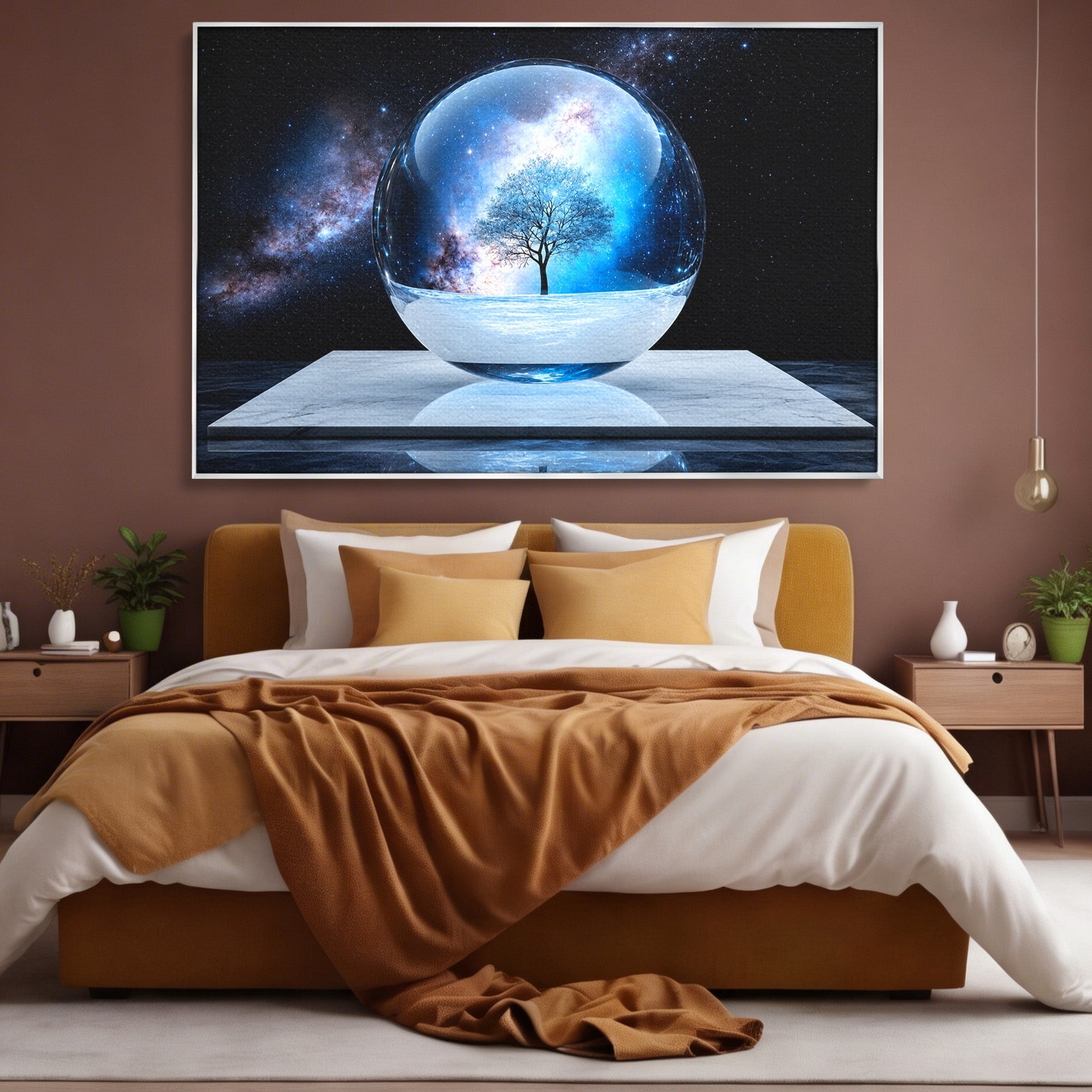 Tablou Canvas Premium LuxCanva® S1026, Copacul Cosmic, Copac, Univers, Sticla, Living, Fantezie, Mister, Culori Vibrante