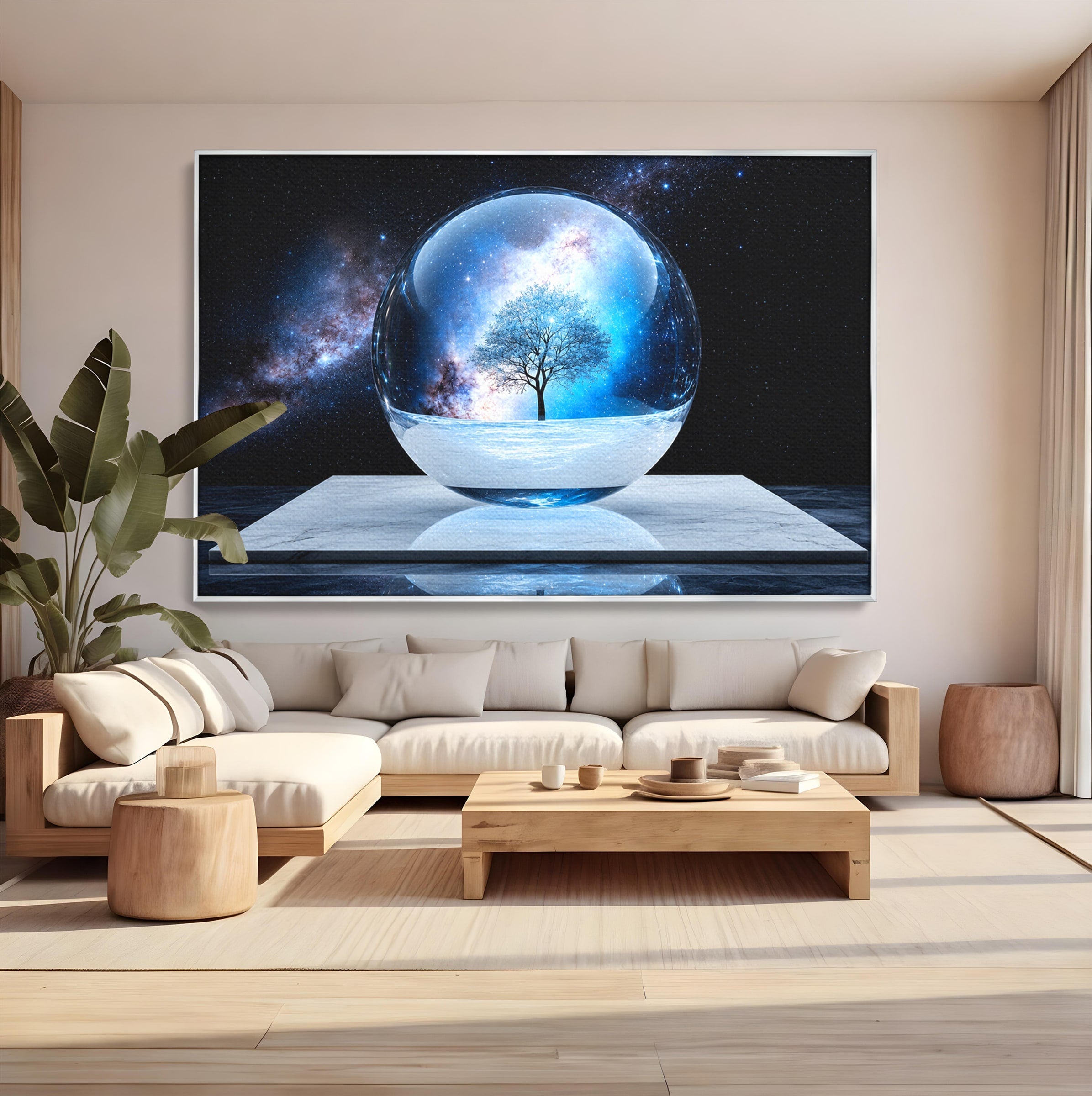 Tablou Canvas Premium LuxCanva® S1026, Copacul Cosmic, Copac, Univers, Sticla, Living, Fantezie, Mister, Culori Vibrante