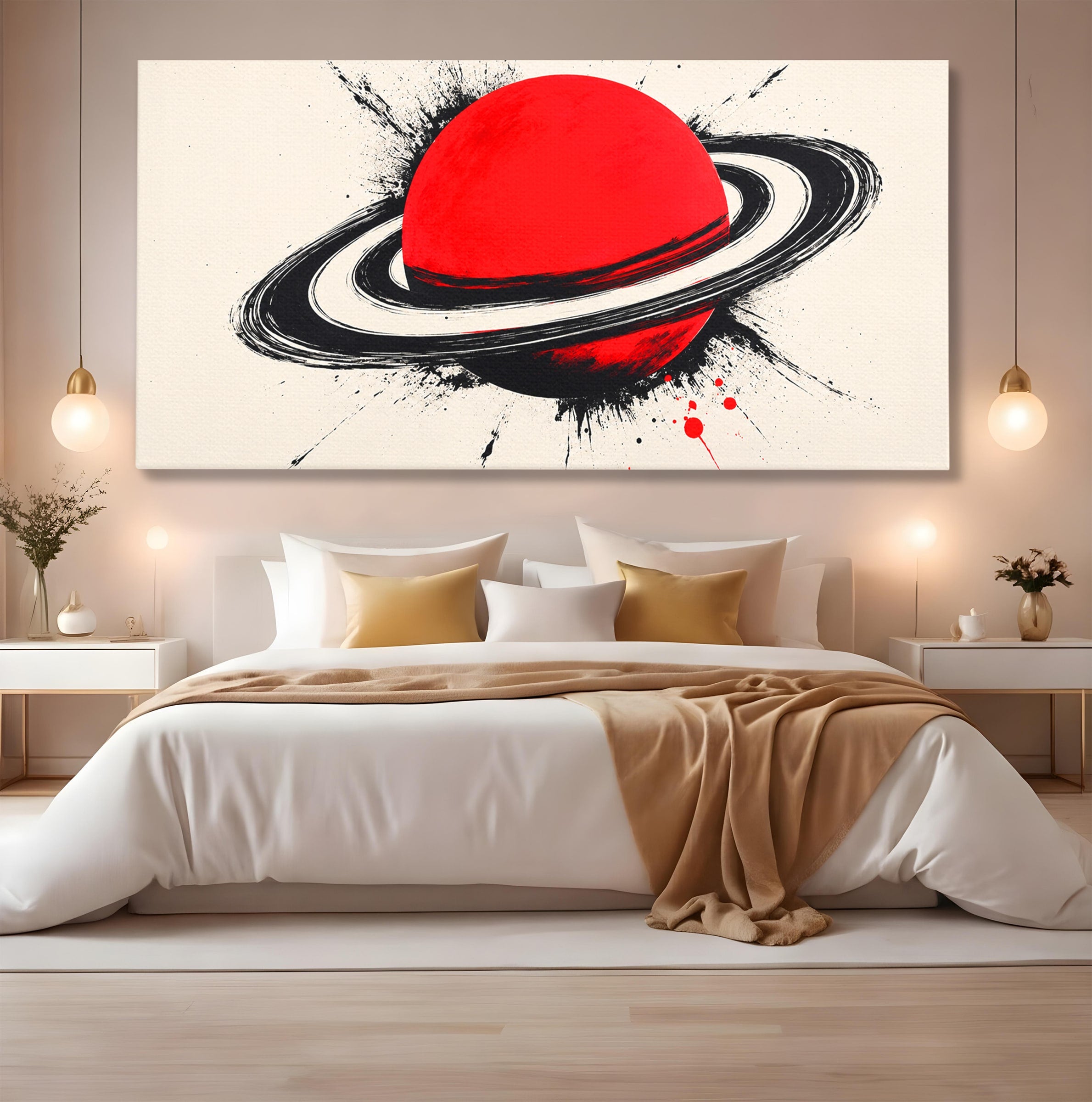 Tablou Canvas Premium LuxCanva® S1027, Planeta Rosie, Planeta, Spatiu, Abstract, Modern, Birou, Culori Vibrante