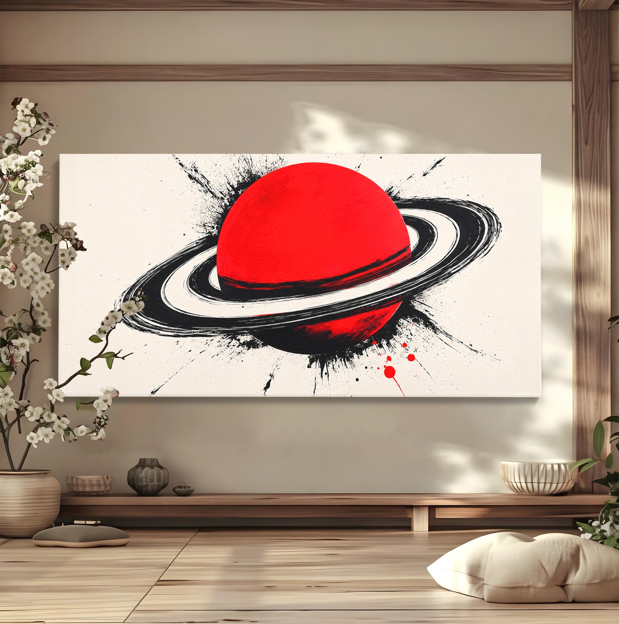 Tablou Canvas Premium LuxCanva® S1027, Planeta Rosie, Planeta, Spatiu, Abstract, Modern, Birou, Culori Vibrante