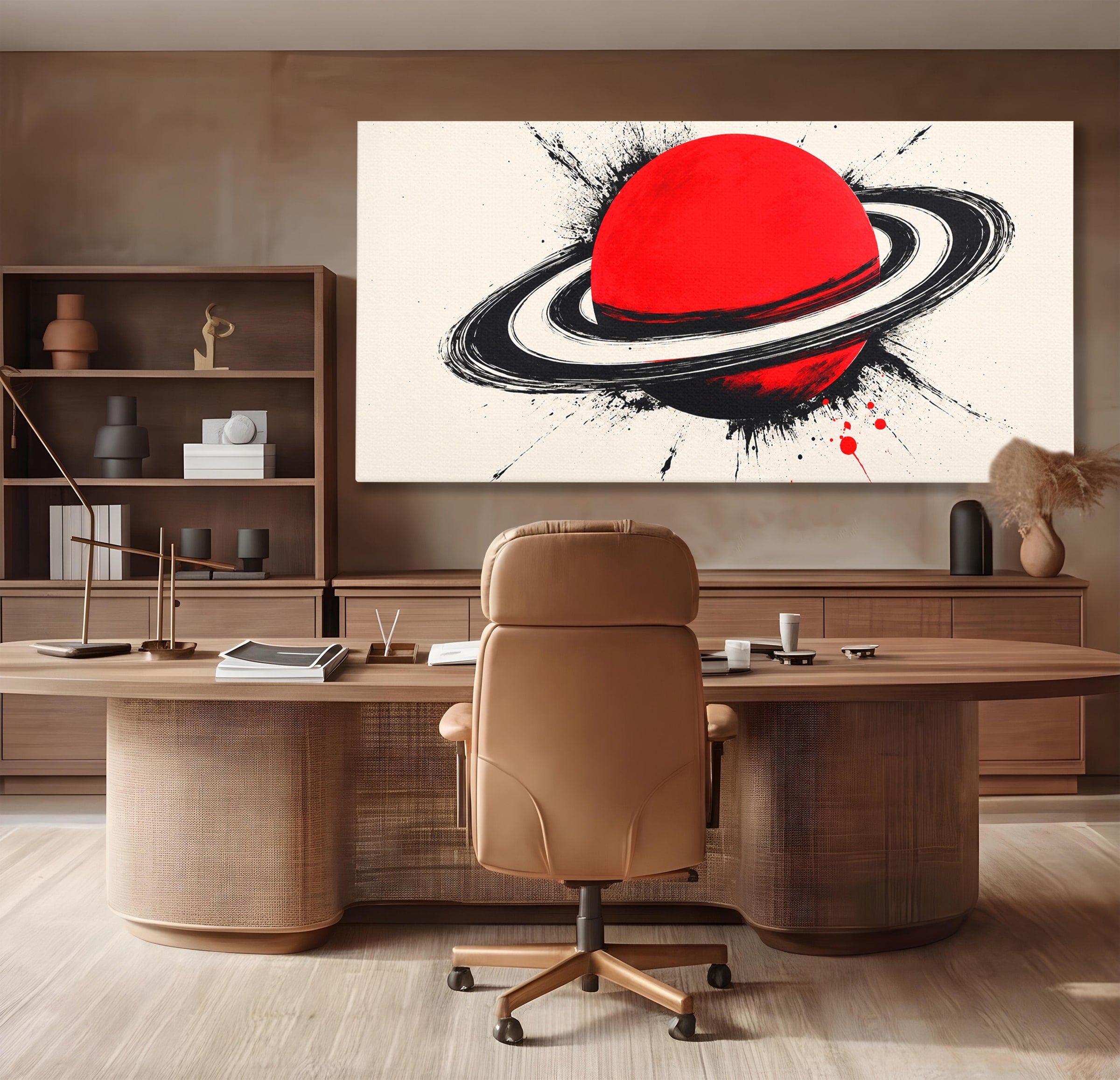 Tablou Canvas Premium LuxCanva® S1027, Planeta Rosie, Planeta, Spatiu, Abstract, Modern, Birou, Culori Vibrante