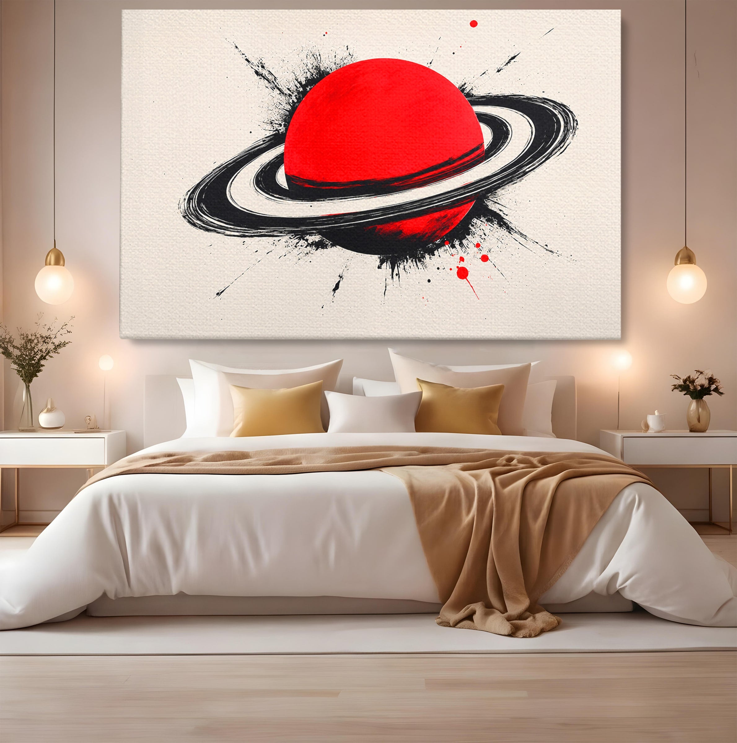 Tablou Canvas Premium LuxCanva® S1027, Planeta Rosie, Planeta, Spatiu, Abstract, Modern, Birou, Culori Vibrante