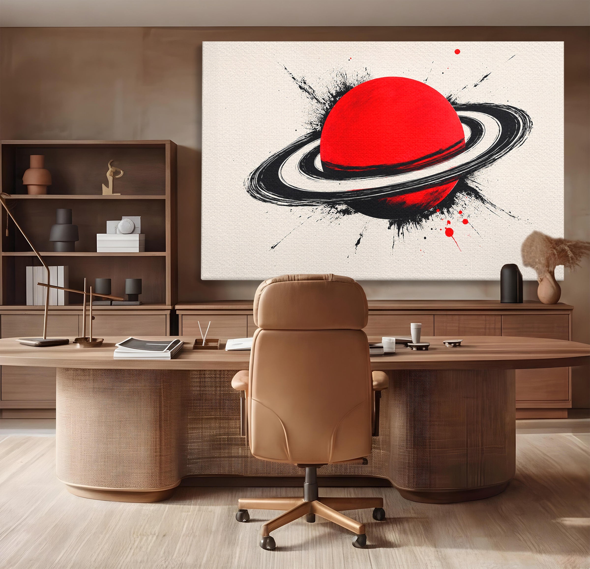 Tablou Canvas Premium LuxCanva® S1027, Planeta Rosie, Planeta, Spatiu, Abstract, Modern, Birou, Culori Vibrante