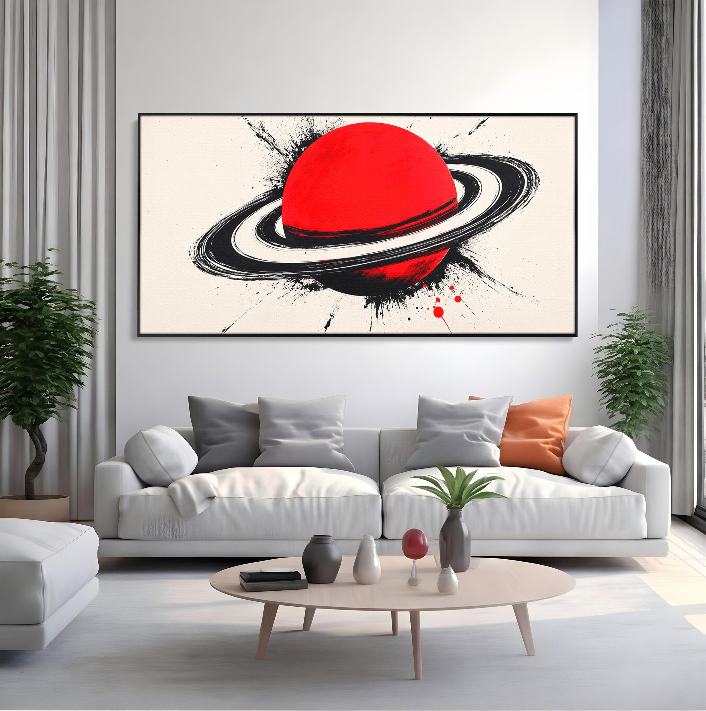 Tablou Canvas Premium LuxCanva® S1027, Planeta Rosie, Planeta, Spatiu, Abstract, Modern, Birou, Culori Vibrante