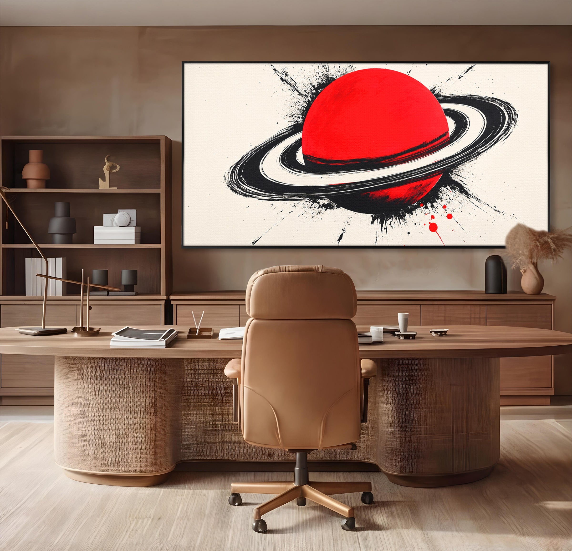 Tablou Canvas Premium LuxCanva® S1027, Planeta Rosie, Planeta, Spatiu, Abstract, Modern, Birou, Culori Vibrante
