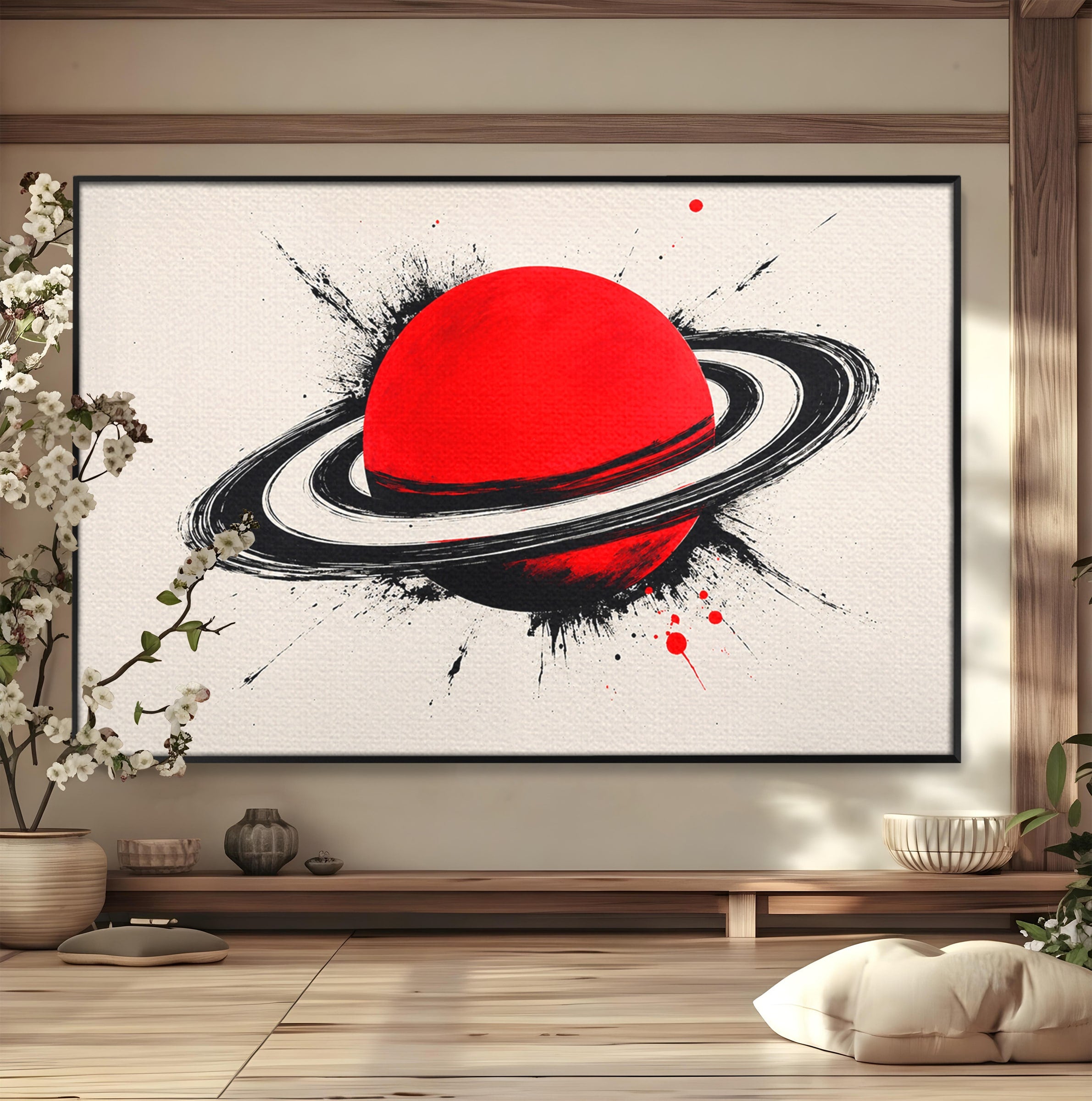 Tablou Canvas Premium LuxCanva® S1027, Planeta Rosie, Planeta, Spatiu, Abstract, Modern, Birou, Culori Vibrante