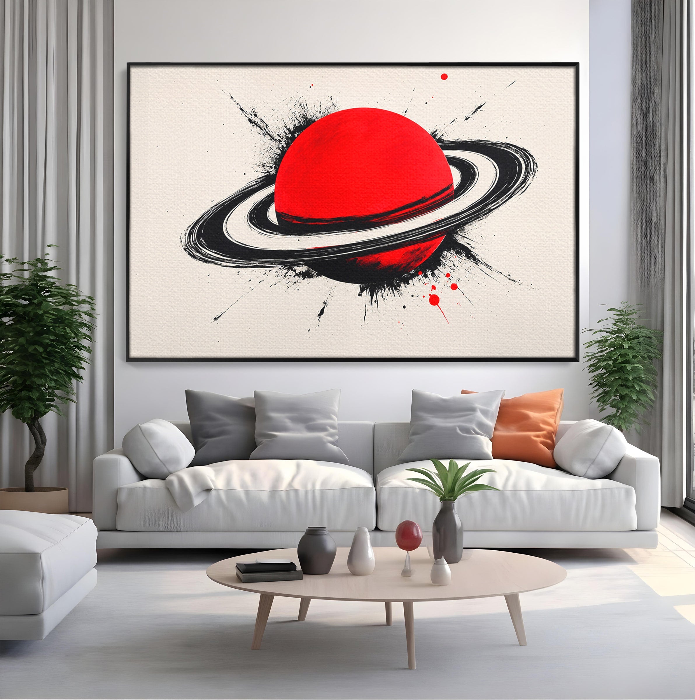 Tablou Canvas Premium LuxCanva® S1027, Planeta Rosie, Planeta, Spatiu, Abstract, Modern, Birou, Culori Vibrante